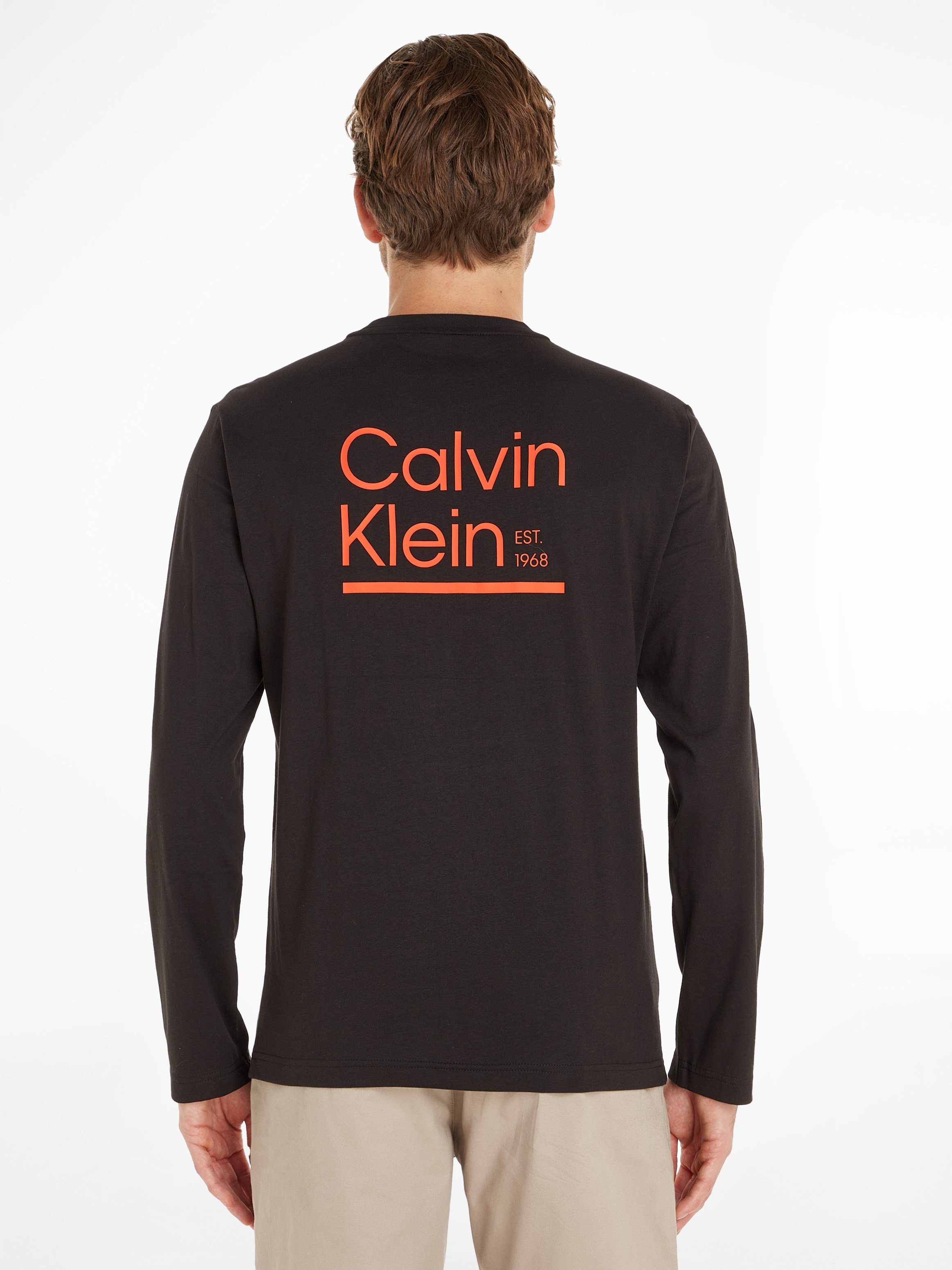 Calvin Klein Langarmshirt CONTRAST T-SHIRT LINE LS CK-Logodruck Black mit LOGO Ck