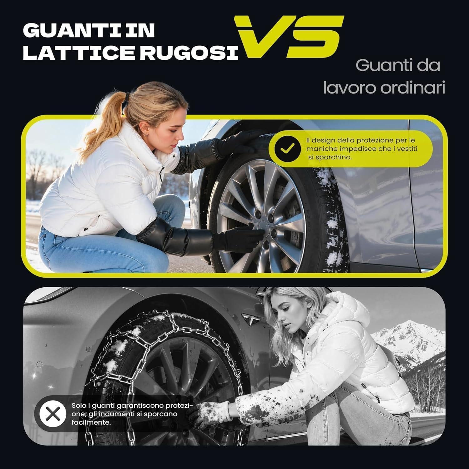 LuxusKollektion Schneeketten Schneeketten Textil EU166621 Schnee Eis Handschuhe Kit2 M Weiß