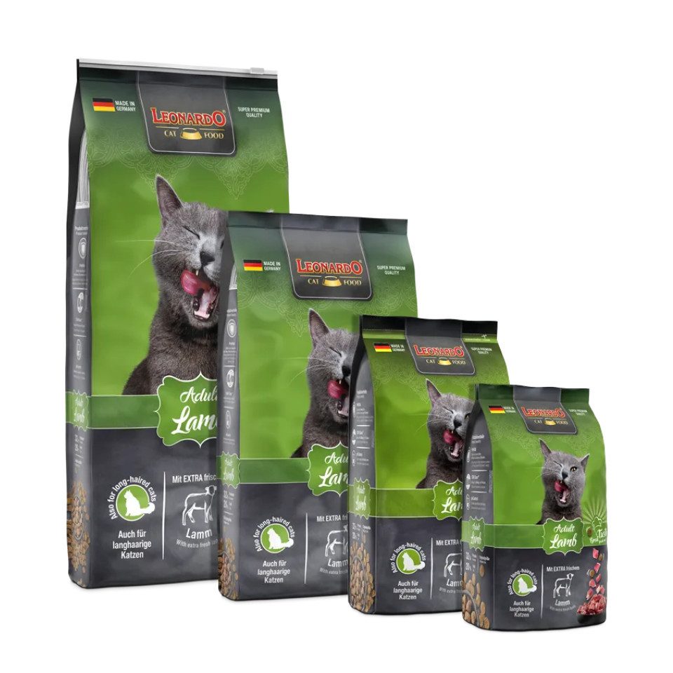 Leonardo Catfood Adult Lamb - gut verträgliches Trockenfutter mit Lamm, Trockenfutter für: Katzen