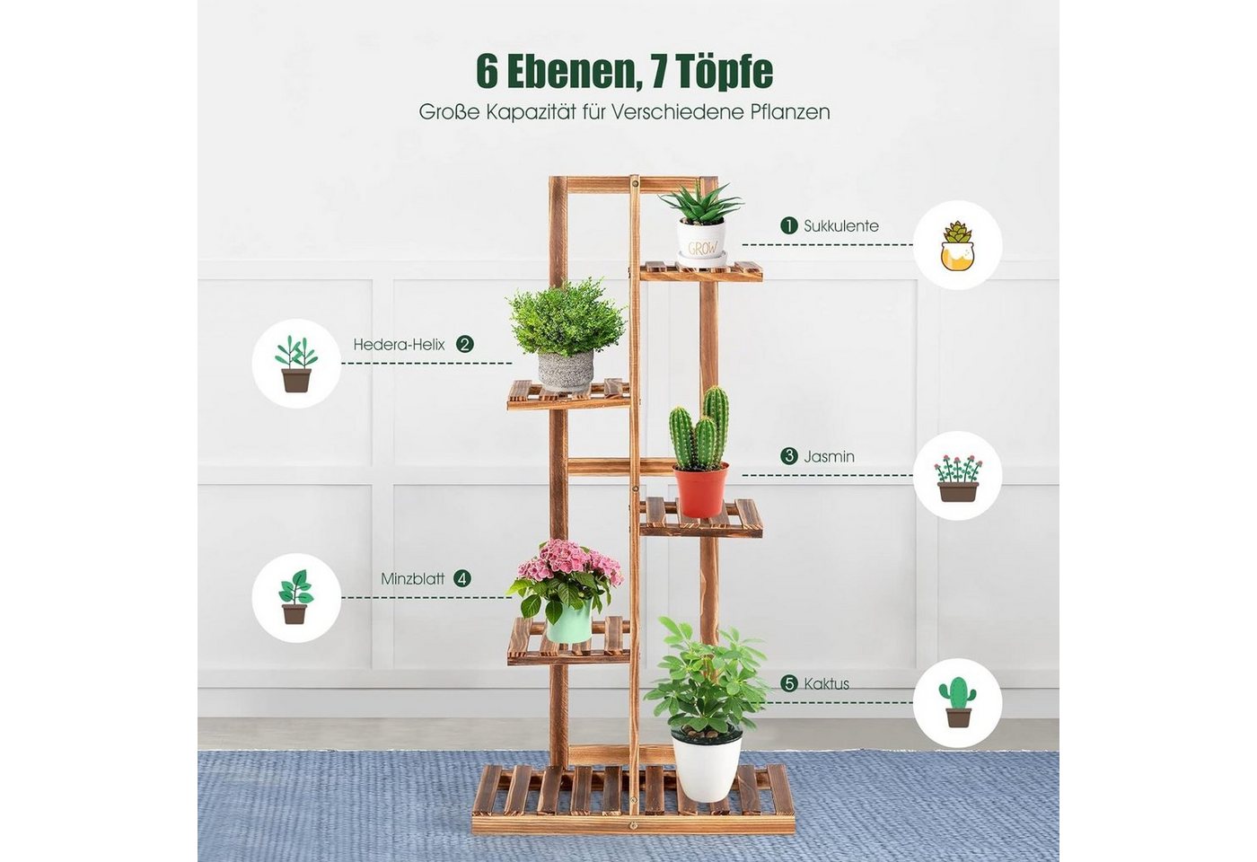 Thumbnail - KOMFOTTEU Blumenständer Pflanzenständer, 5 Ebenen