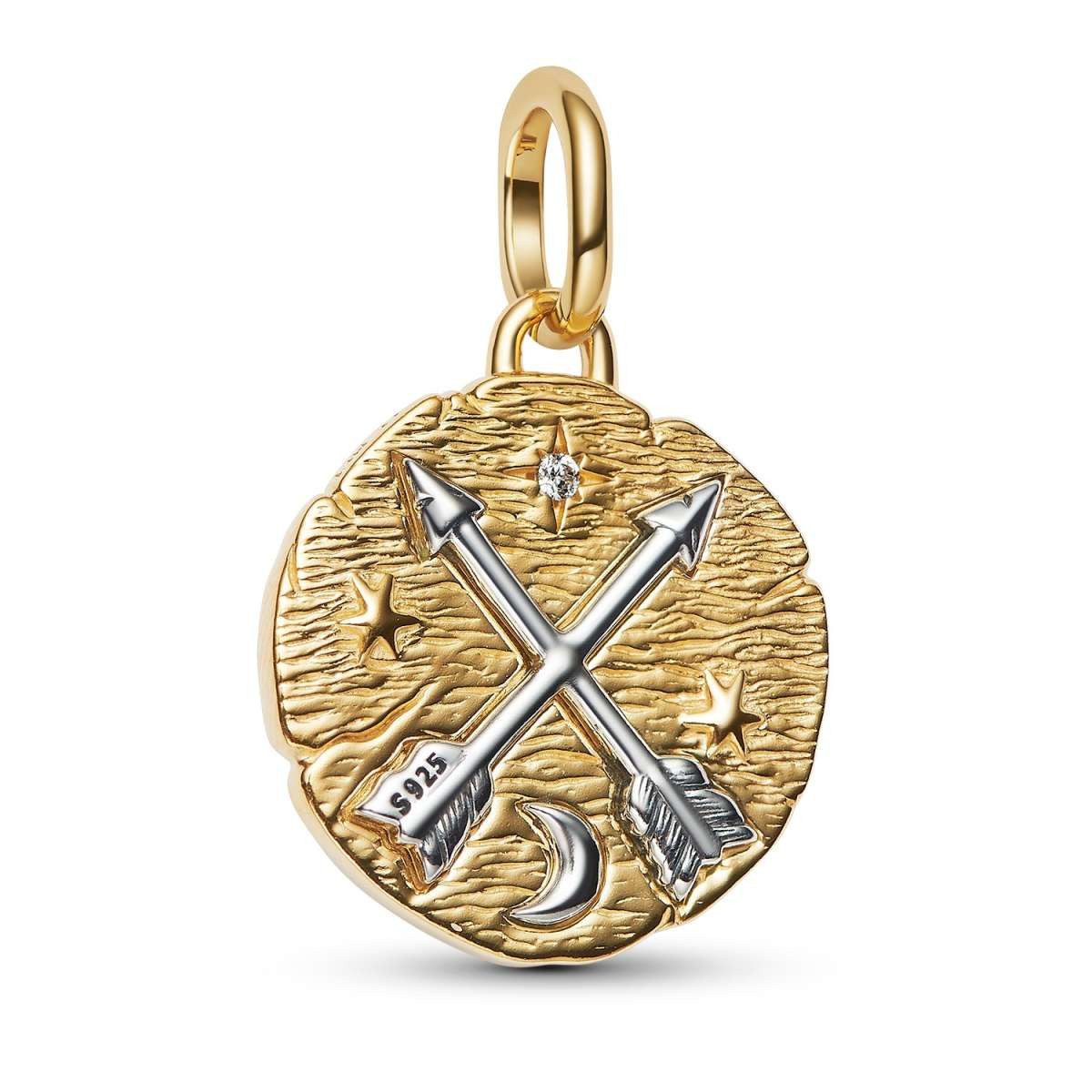 Pandora Runder Anhänger 764081C01, Medaillon Zweifarbig Gekreuzte Pfeile
