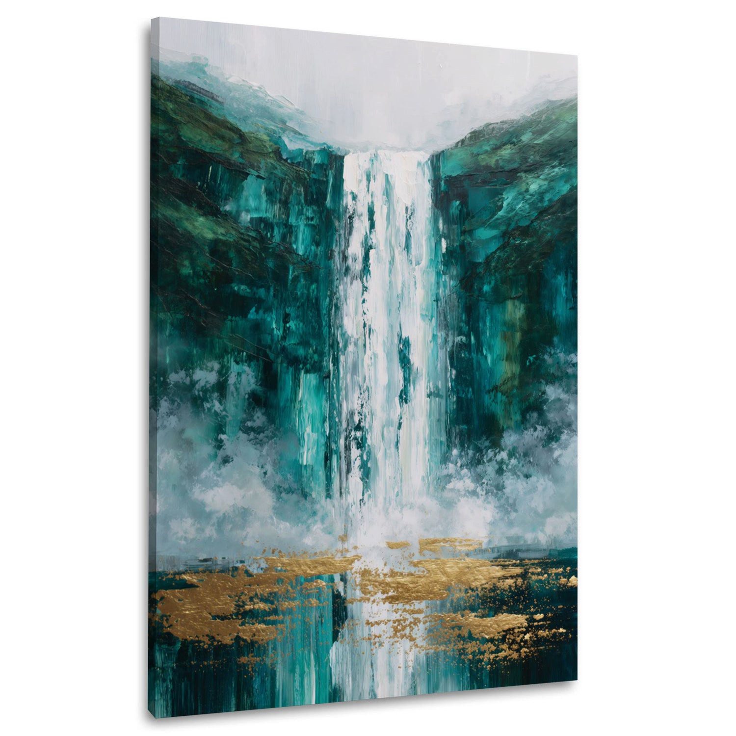 Artedinoi Leinwandbild Abstrakt Natur Wasserfall türkis grün Wandbild Leinwandbild Kunstdruck, Wasserfall in Türkis-Grün