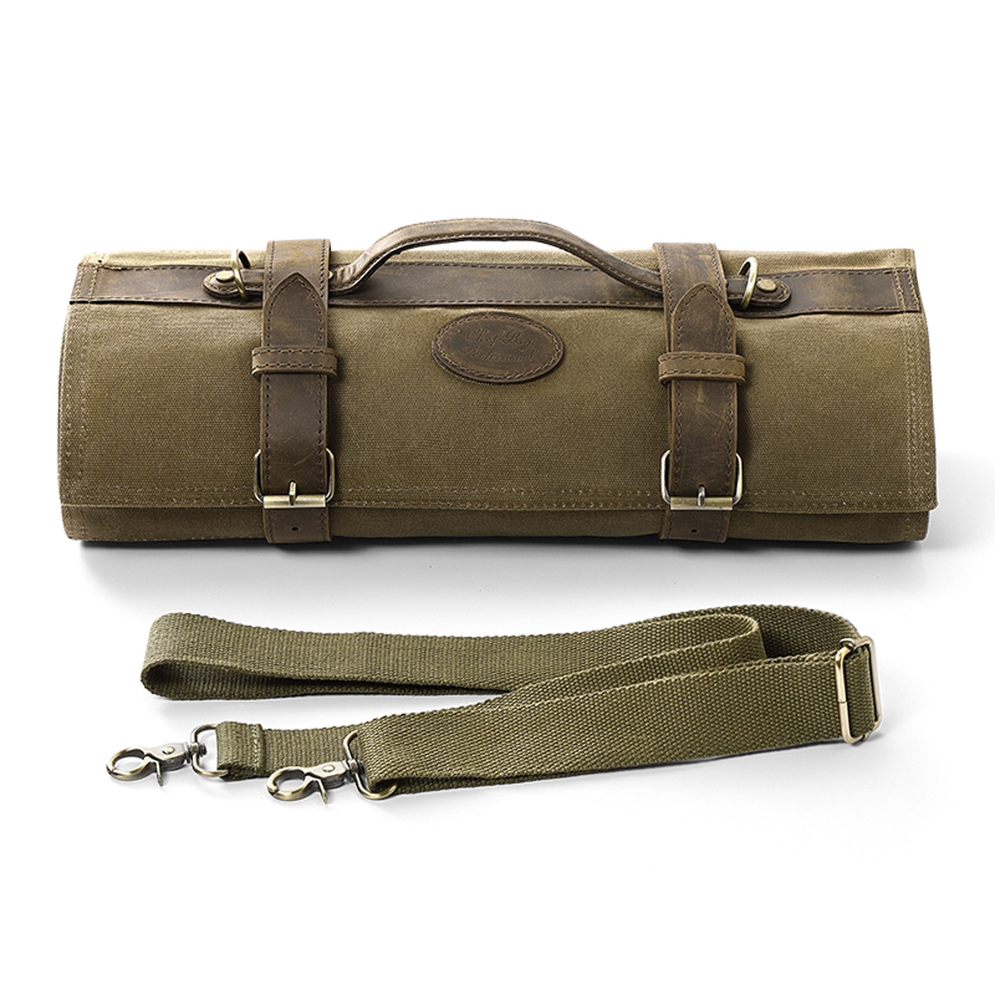 ZAYIKO Messertasche Profi Küchenmesser Tasche (grün) 12 Schlitze, tragbare Kochmesserrolle