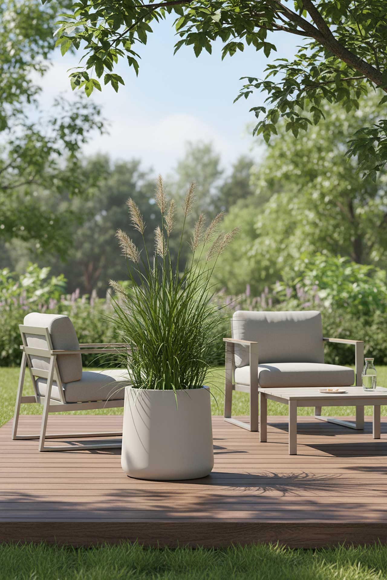 VIVANNO Blumentopf Fiberglas VEKRA Rund - Beige Matt (1 St), 43x40 cm günstig online kaufen