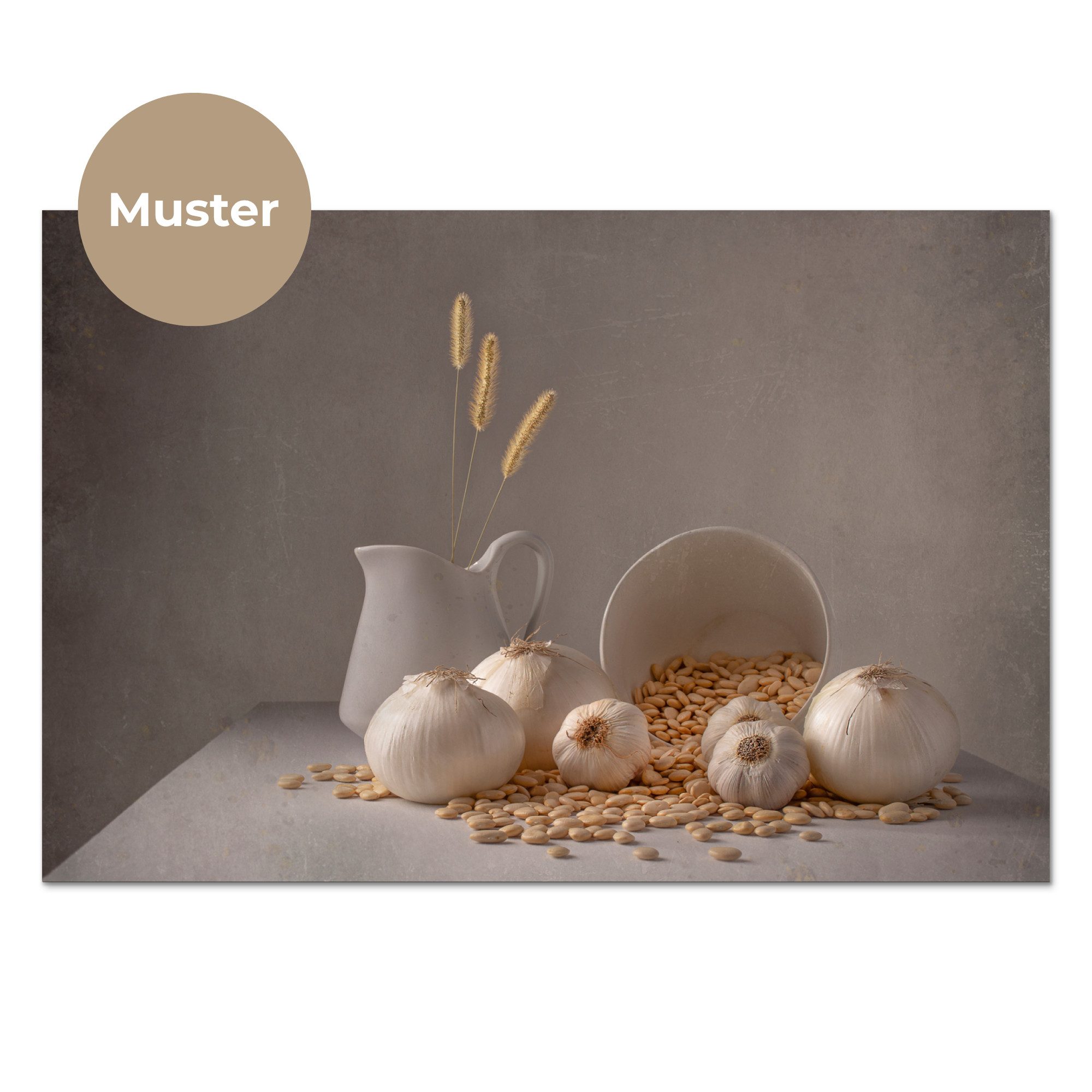 KitchenYeah Küchenrückwand Muster selbstklebend (keine Folie) Zwiebeln - Stilleben - Weiß - Beige, (1-tlg), Spritzschutz, Küche, Rückwand, Küchenwand, Küchenfro – Bild 3 von 4