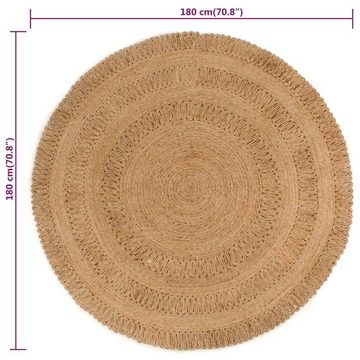 Teppich Jute Handgeflochten 180 cm Rund, furnicato, Runde