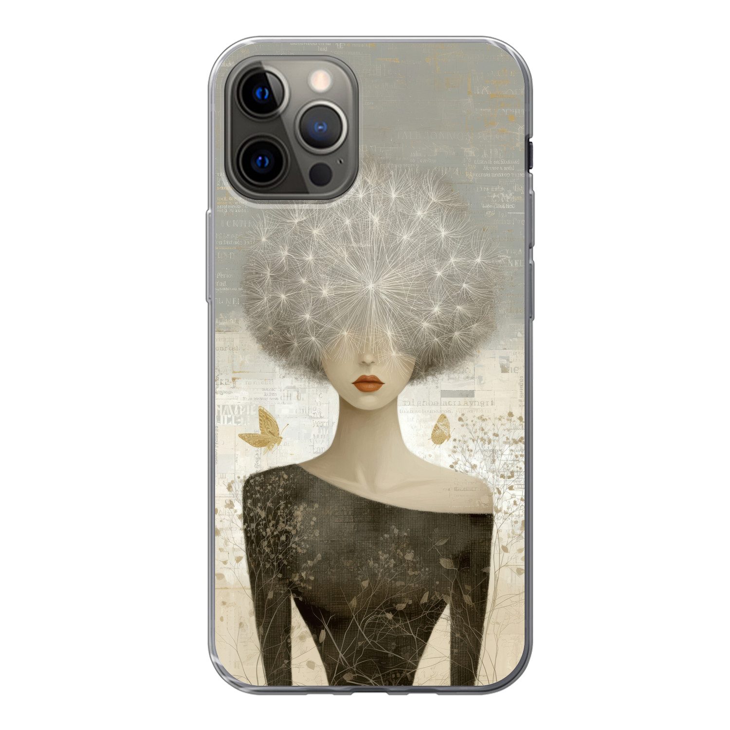MuchoWow Handyhülle für Apple iPhone 13 Pro Fluff - Frau - Beige, Smartphone-Bumper, Print, Handy Schutzhülle Dünn