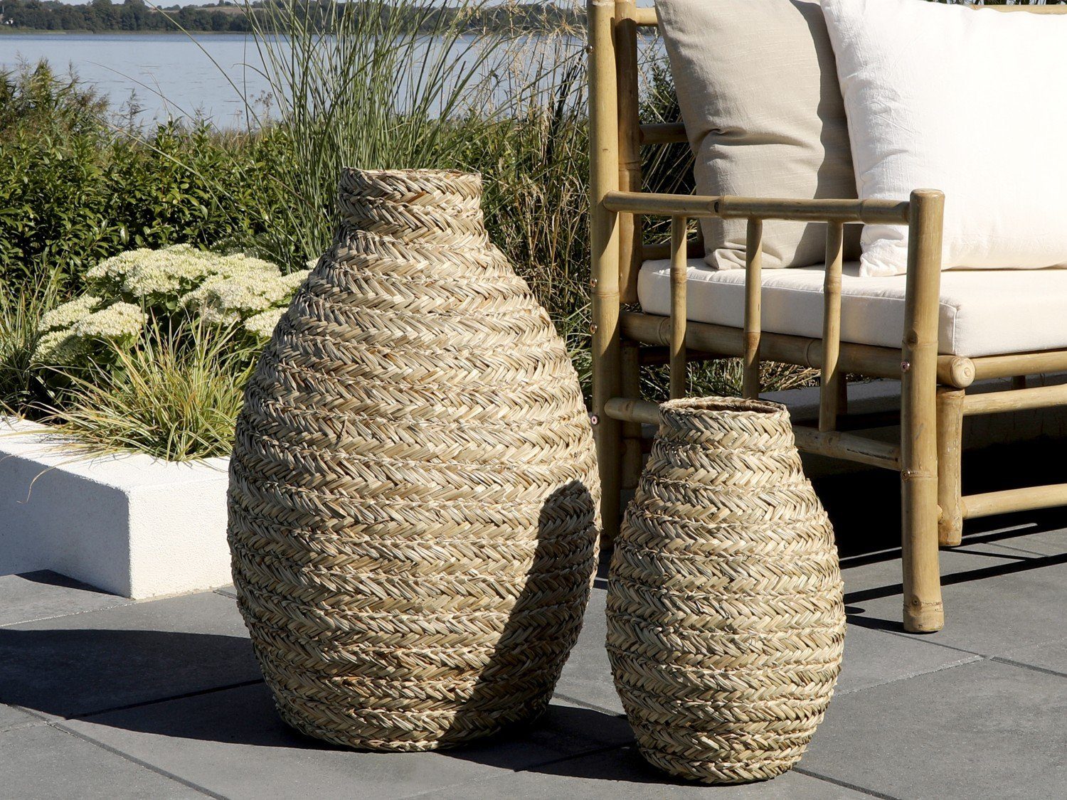 Dekovase Vase aus Seegrass zur Dekoration H38/D23 cm natur