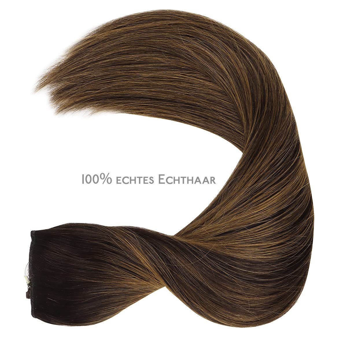 Wennalife % bis Echthaarverlängerungen,Halo-Haare,dunkelbraun 100 kastanienbraun Echthaar-Extension