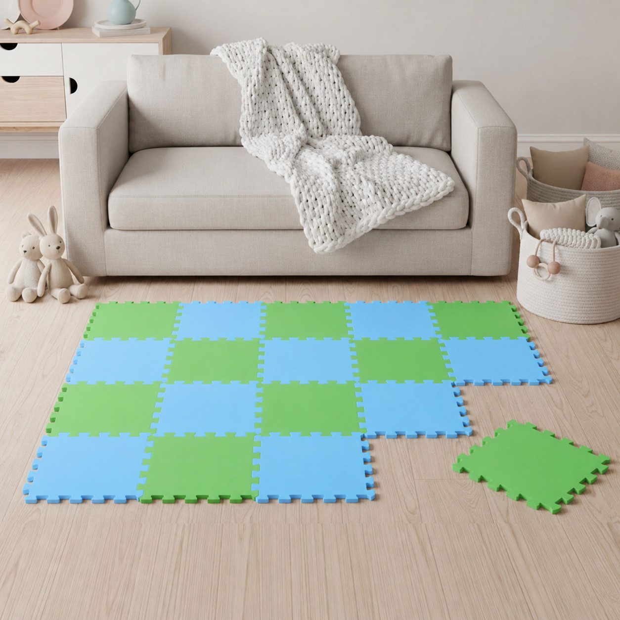 LittleTom Puzzlematte ab dem 1. Tag - 18 Teile Baby Spielmatte - 30 x 30 Kinder Krabbelmatte, (18-tlg), Spielunterlage für Babys und Kleinkinder - Kinderzimmer Puzzleteppich