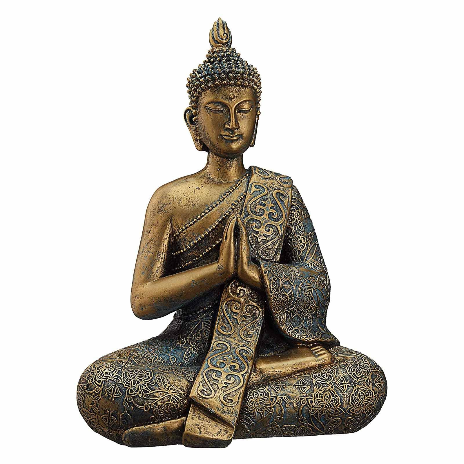 HAC24 Buddhafigur Sitzender Buddha Deko Figur Buddha Haus Garten Terrasse Budda Statue (1 St), Wetterfest Massiv 2,5 kg Höhe 30 cm