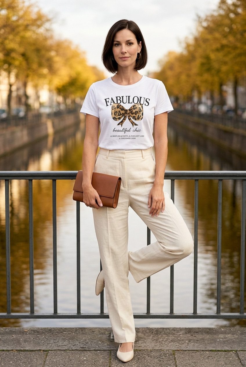 Zuckerwatte Print-Shirt 25202 Rundhalsshirt "Fabulous", Boyfriend Style aus 100% Baumwolle