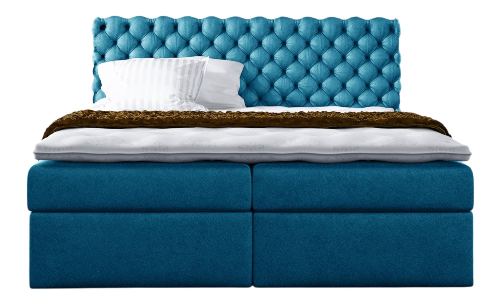 Fun Möbel Boxbett Schlafzimmerbett PARINI in Stoff Gloss Velvet (Gepolstertes Kopfteil und gepolsterte Bettkästen, Inkl. Kaltschaumtopper), Inkl. Bettkasten
