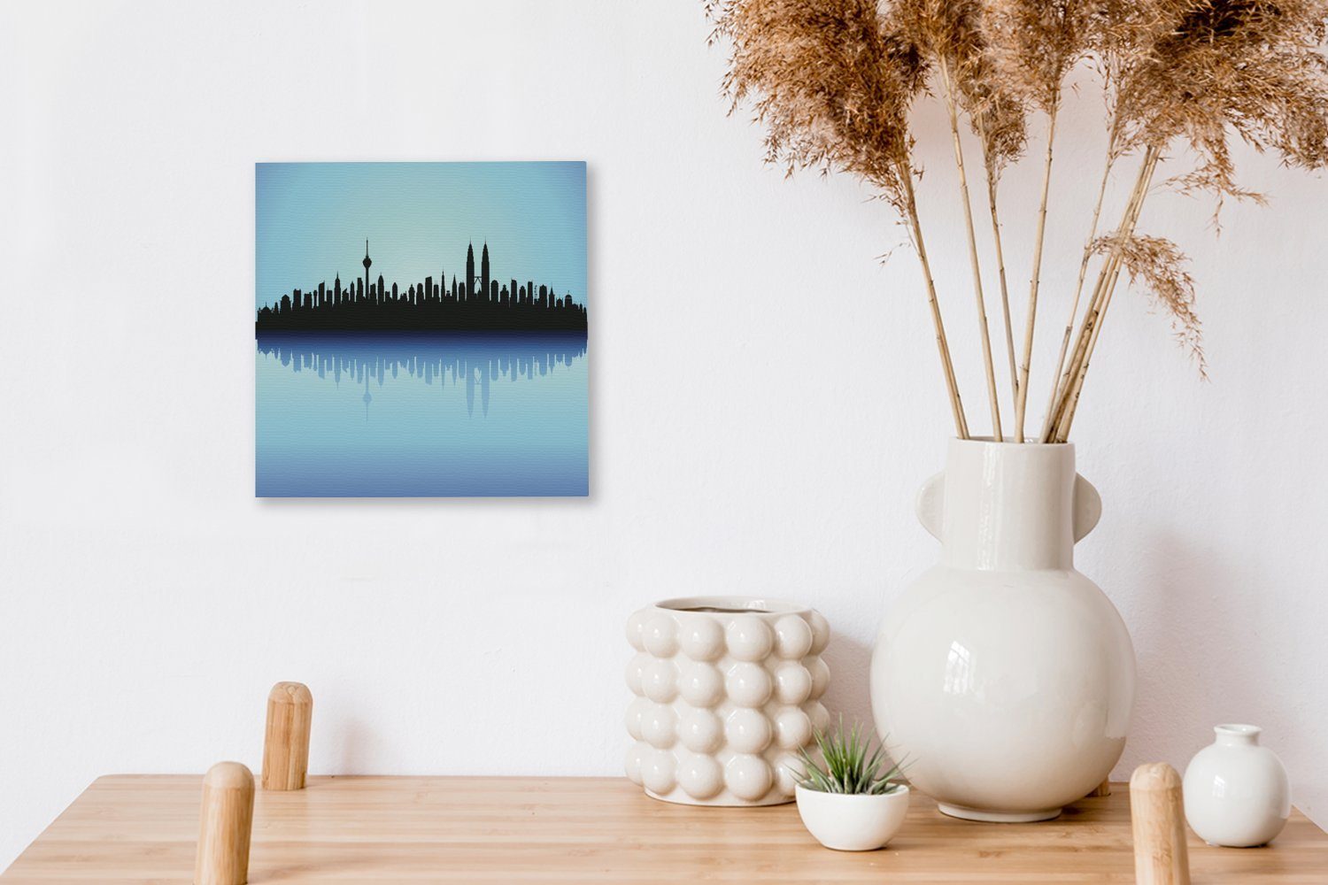 Eine Kuala in für OneMillionCanvasses® Malaysia, Illustration Wohnzimmer St), Skyline Schlafzimmer der Bilder Lumpur von (1 Leinwandbild Leinwand