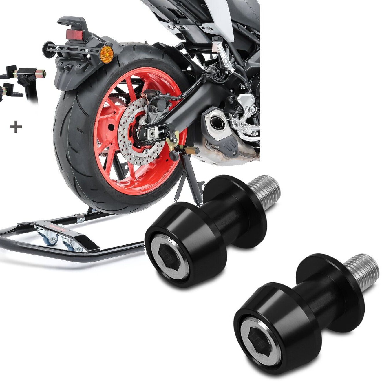 ConStands Motorradheber Set Rangierhilfe + Prismabuchsen-Racingadapter S12