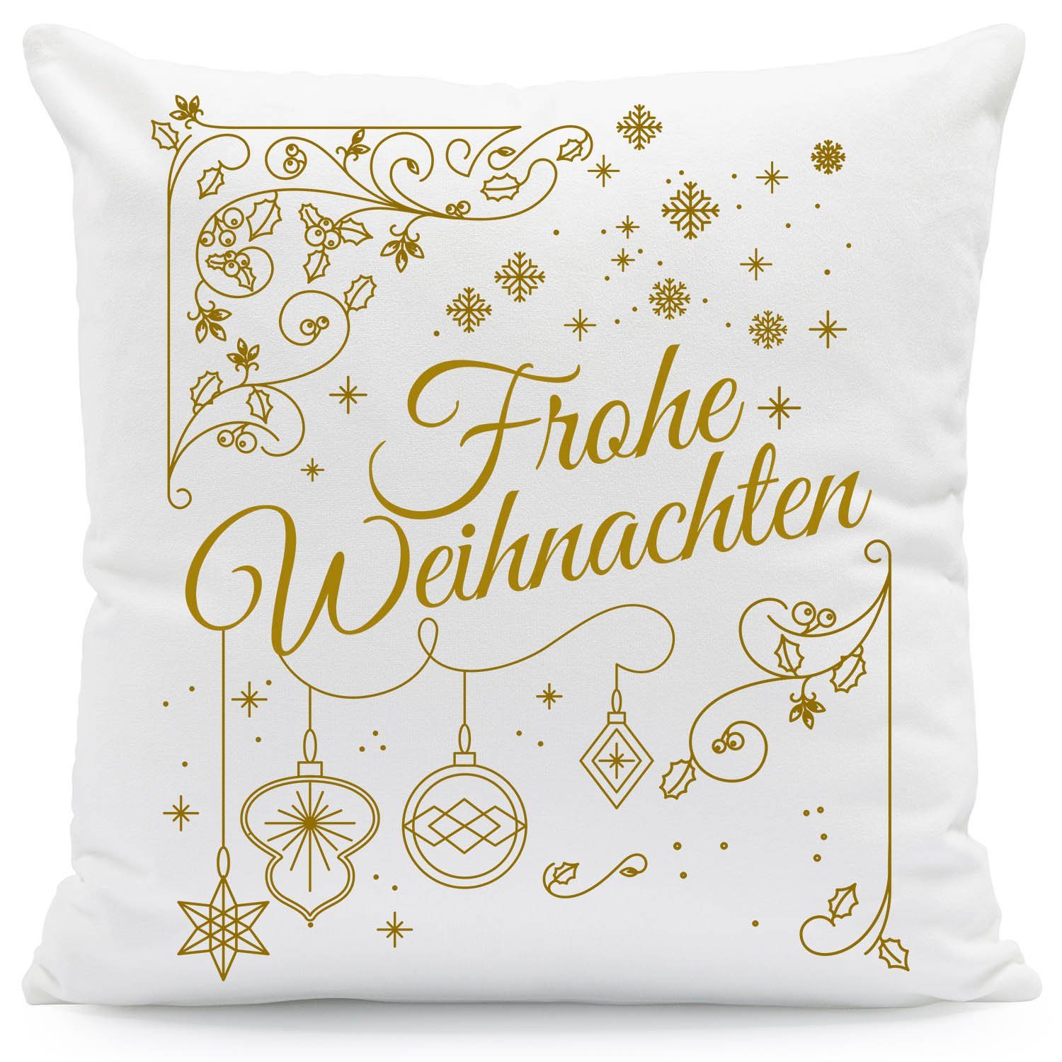 GRAVURZEILE Zierkissen mit Weihnachtsmotiv Frohe Weihnachten Golden