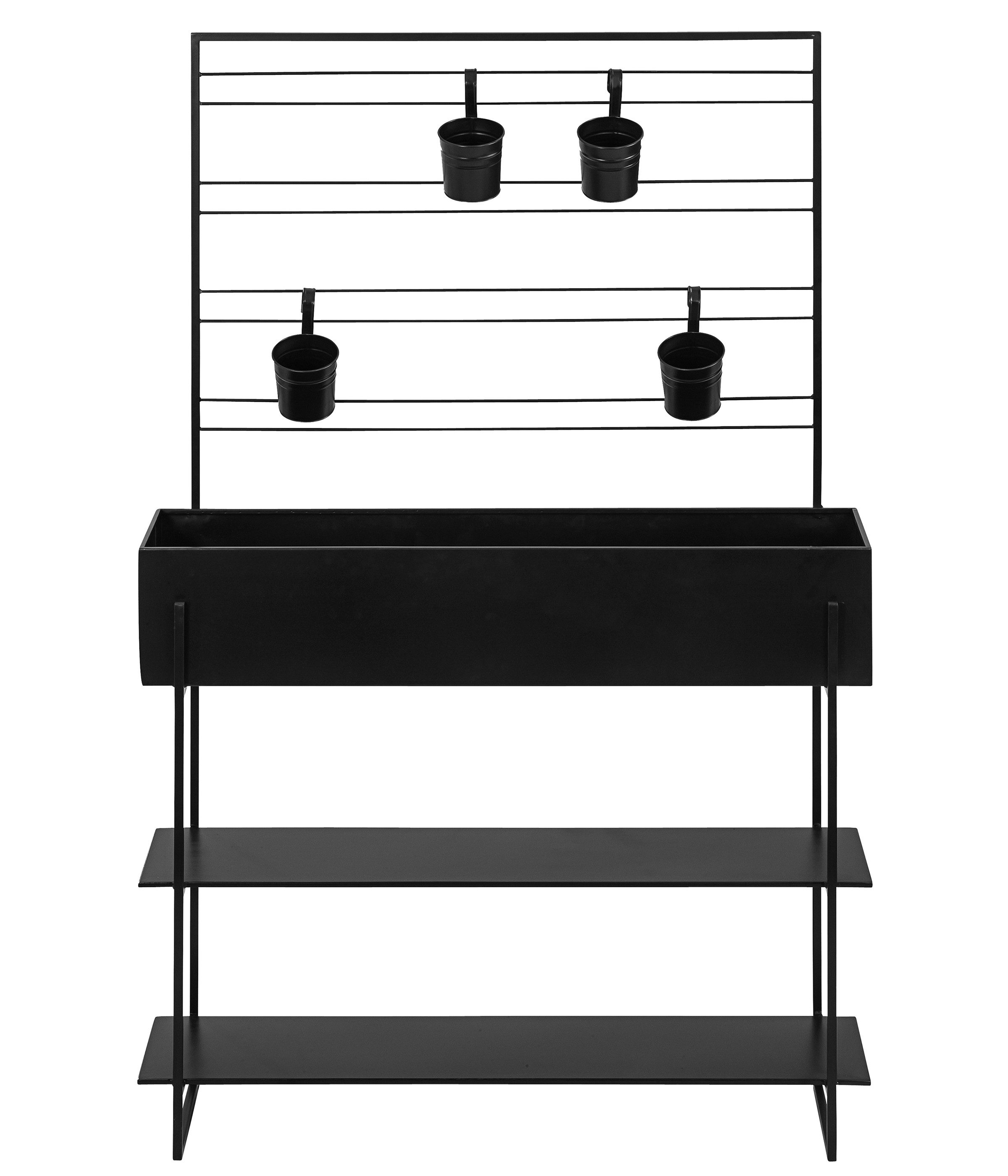 Dehner Hochbeet Provence, 160 x 100 x 30 cm, Metall schwarz, Balkonhochbeet mit Dekofläche