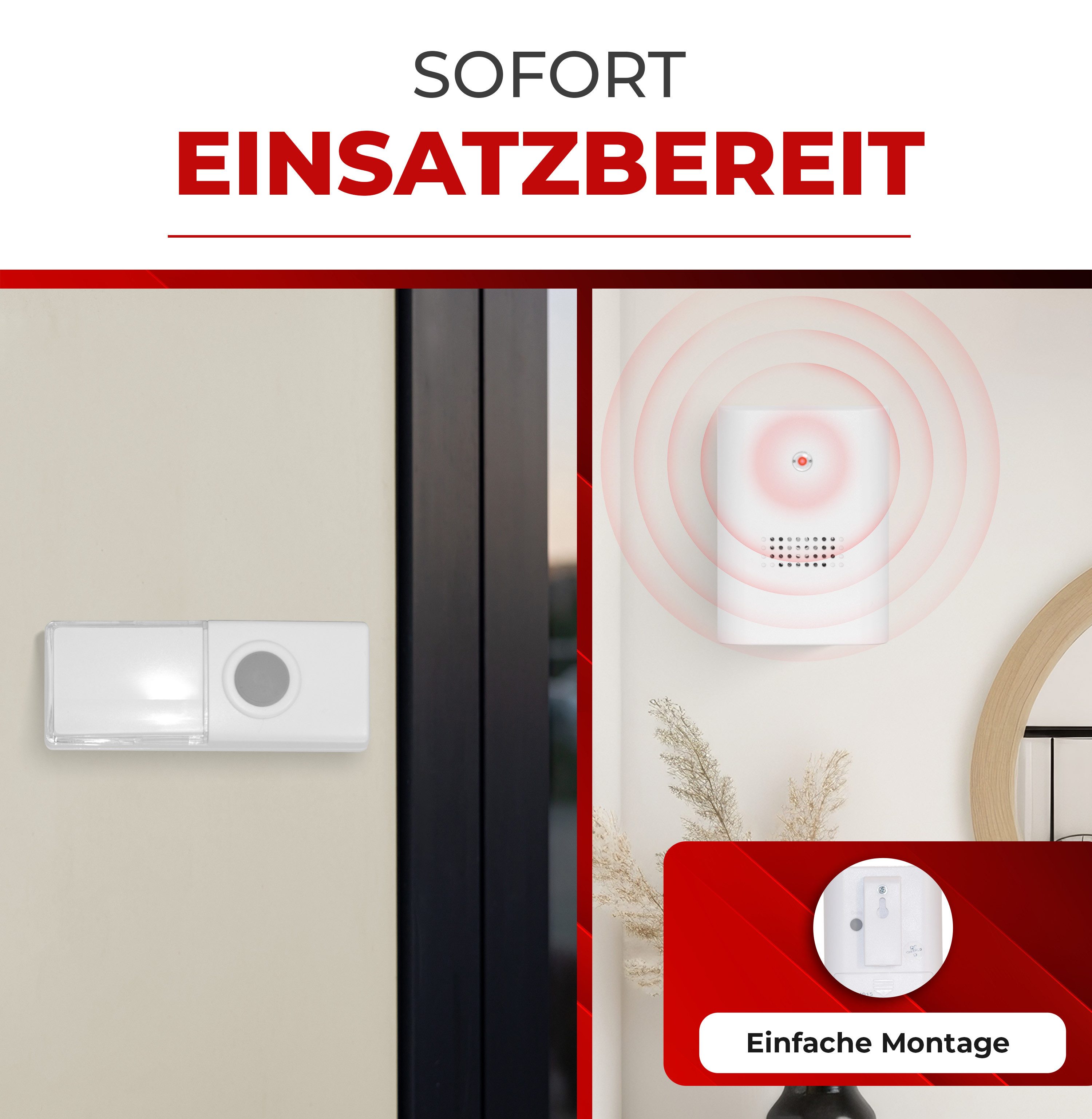 Heidemann Steckdosen-Türgong Heidemann Funkgong-Set HX One, weiß (Standard 2-tlg) LED-Signal, mobiler Empfänger, HX-kompatibel