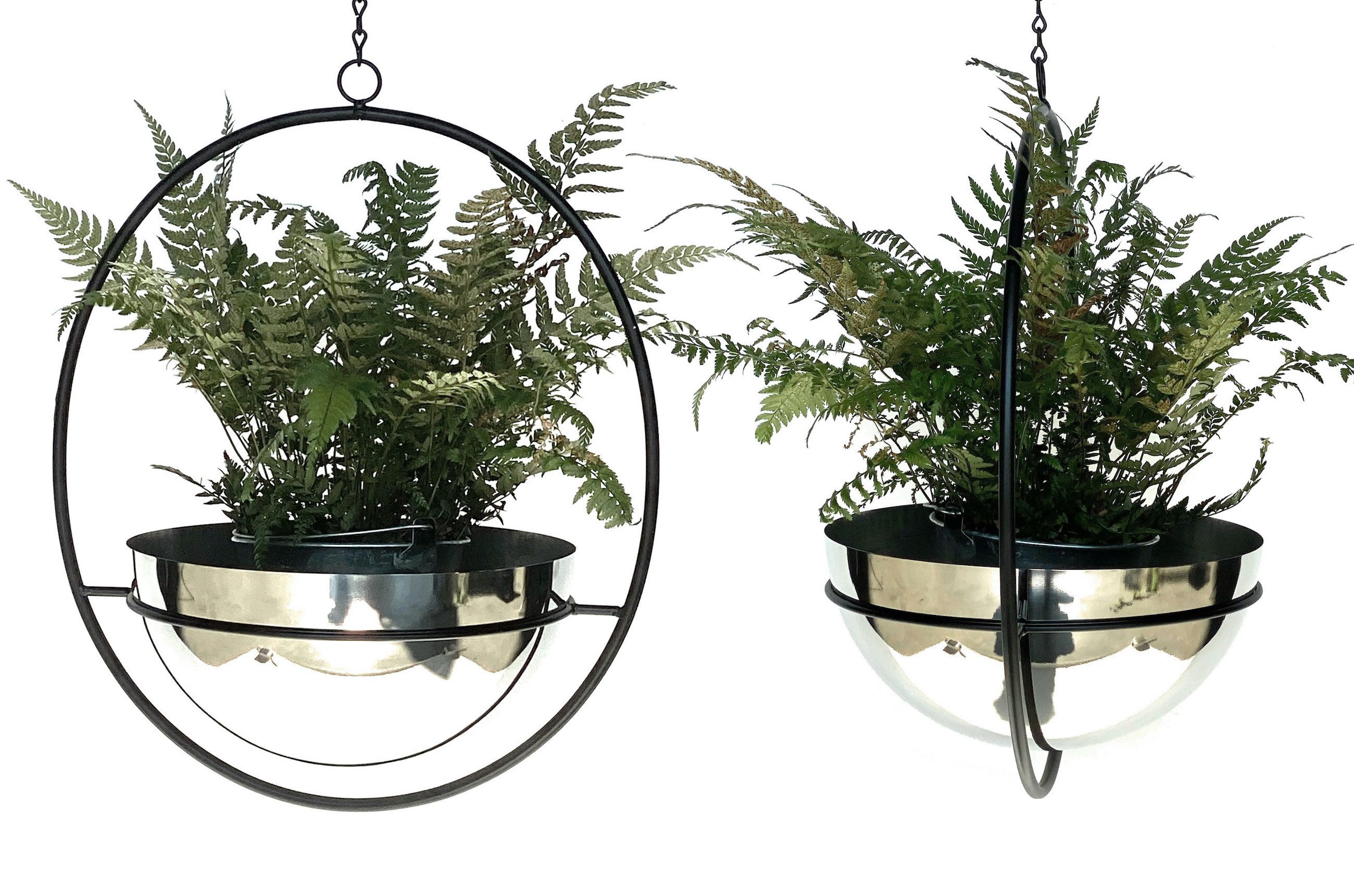 DanDiBo Blumenampel 2er Set Blumenhänger Innen Metall Wand Hängepflanzen 78 cm 96087 L (2 St), Dekoset mit Topf Silber Pflanzenhänger Topfhänger Blumentopfhänger