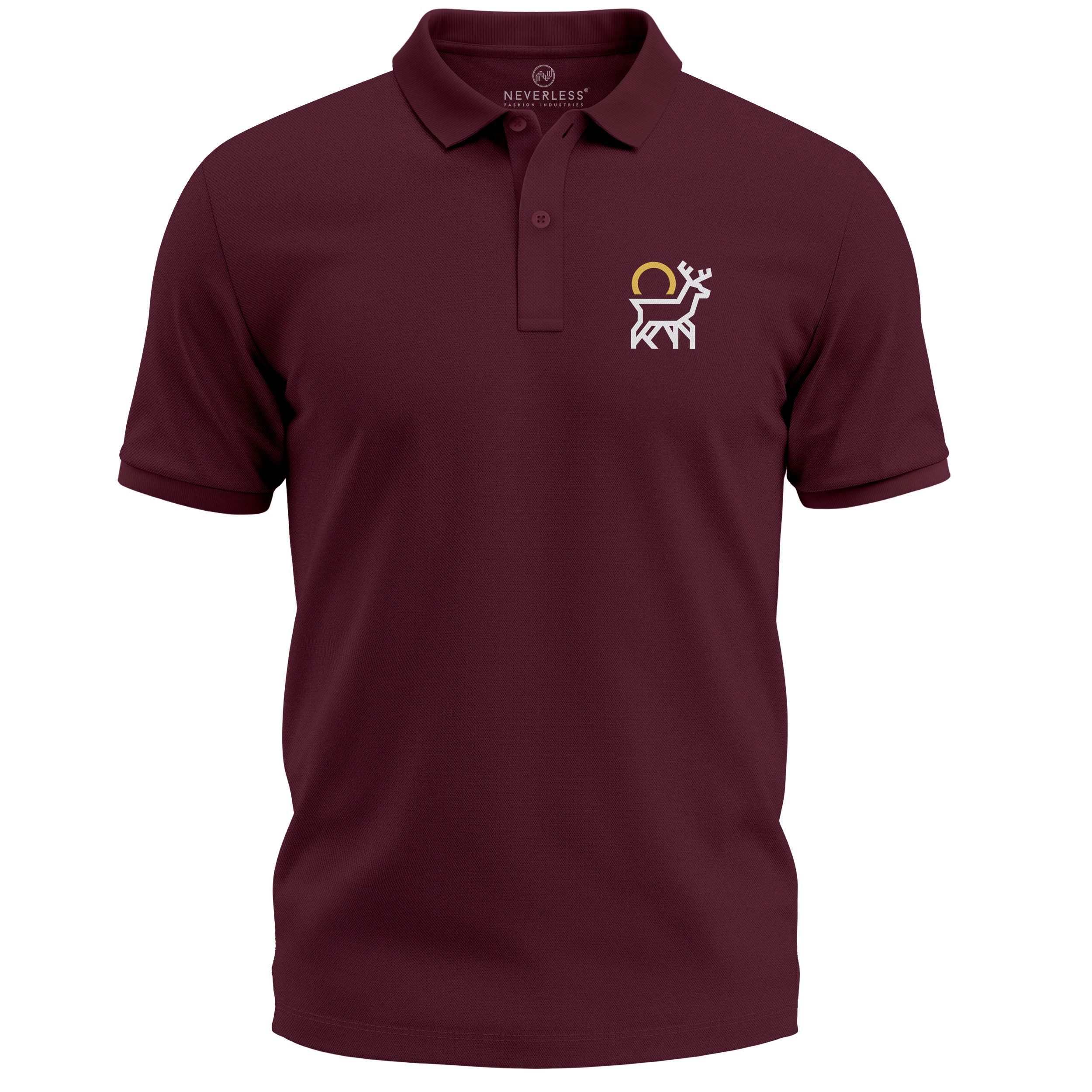 Poloshirt Poloshirt Herren mit Hirsch und Sonne Logoprint– Kurzarm Polo Sommer