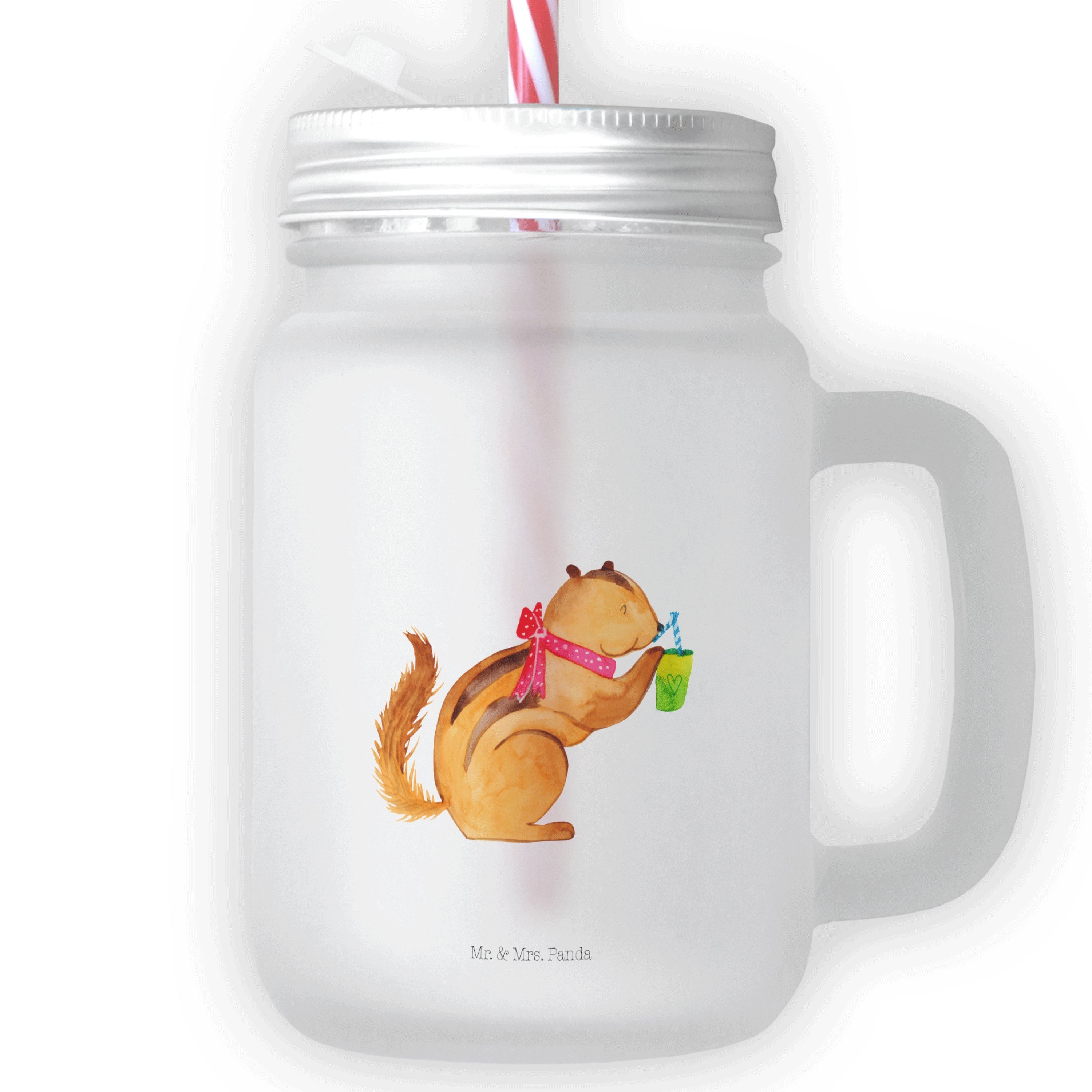 Mr. & Mrs. Panda Glas Eichhörnchen Smoothie - Transparent - Geschenk, Sommerparty Einrichtu, Premium Glas