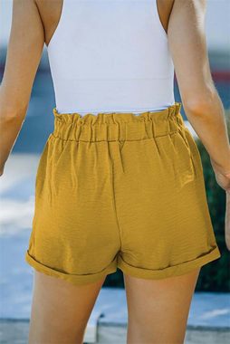AFAZ New Trading UG Shorts Gelb Sommer-Shorts mit lockerer Taille und Bindetasche