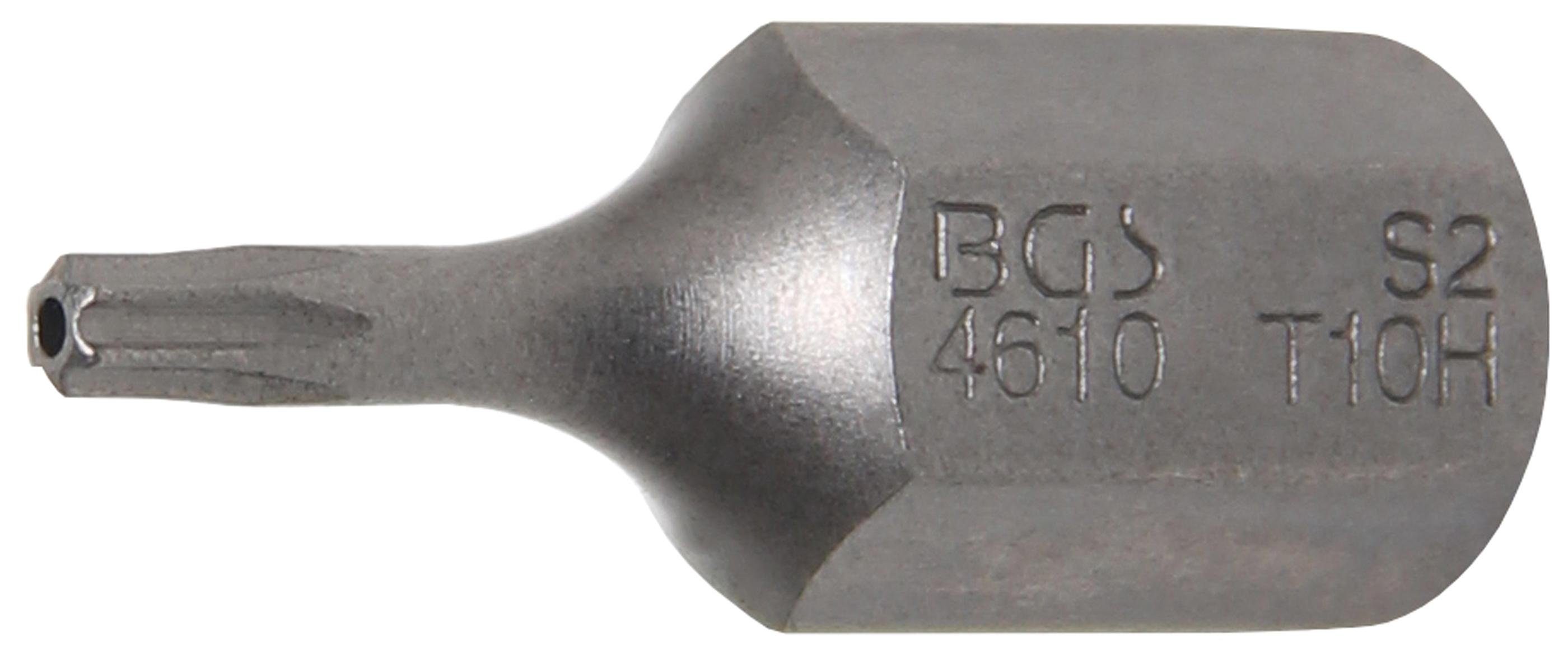 BGS technic Bit-Schraubendreher Bit, Antrieb (für mm Torx) Außensechskant T10 (3/8), Bohrung T-Profil mit 10