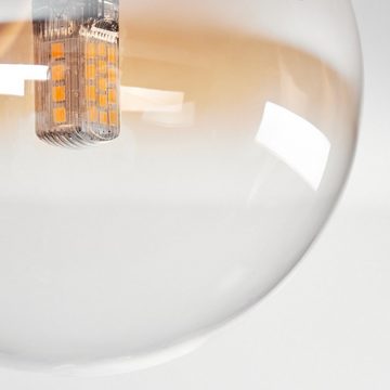 hofstein Deckenleuchte Deckenlampe aus Metall/Riffelglas in Schwarz/Bernstein/Klar, ohne Leuchtmittel, Leuchte mit Glasschirmen (10, 12, 15 cm), 10 x G9, ohne Leuchtmittel