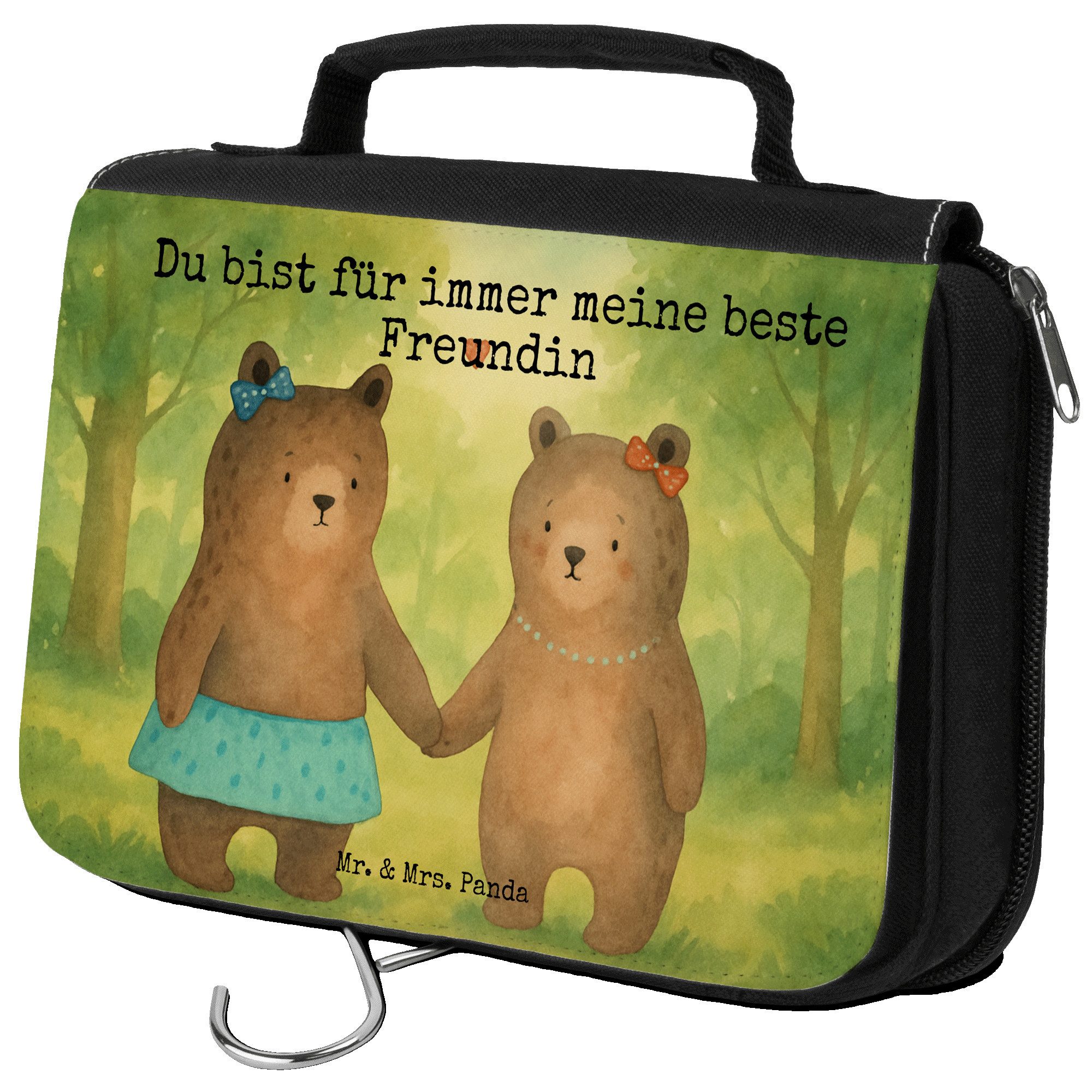 Kulturbeutel Bär Freundin Design, Kulturtasche, Weiß, Kosmetiktasche, Kosmetikbeut