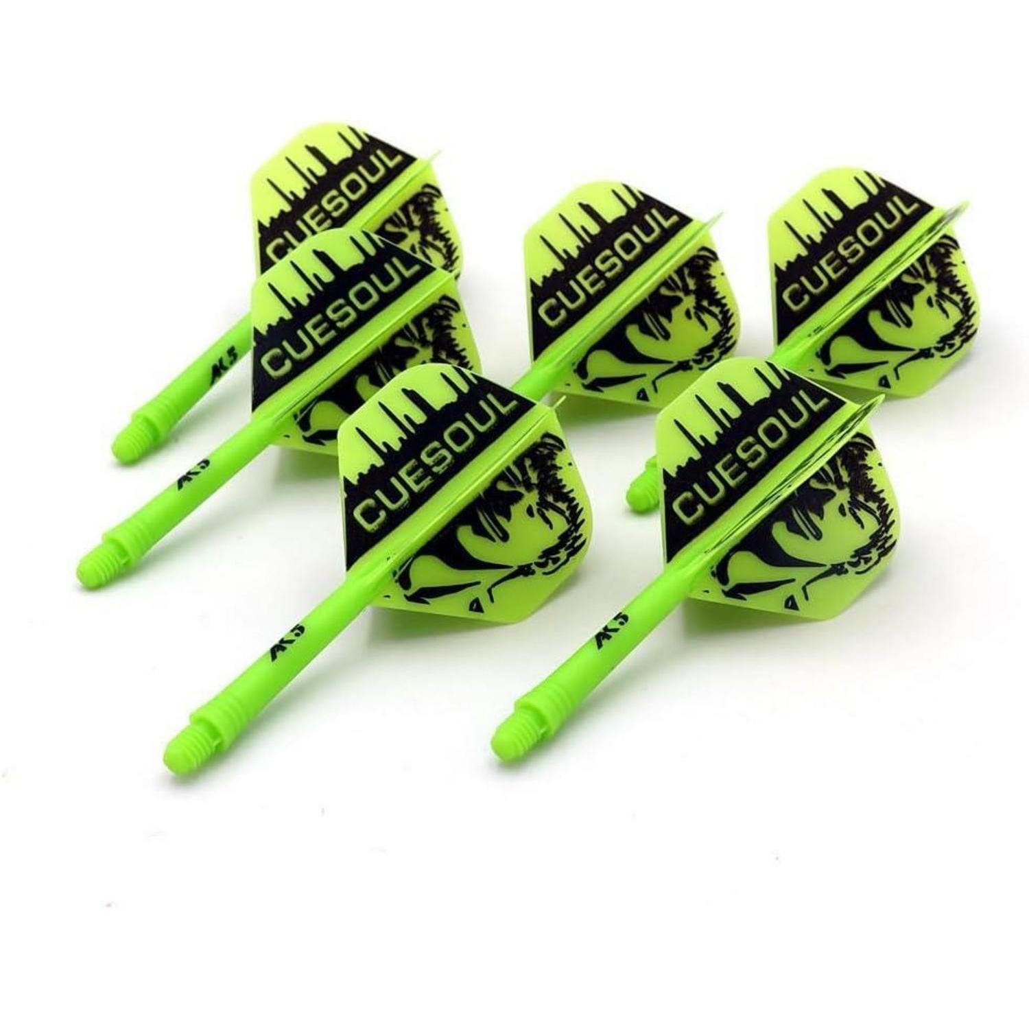 LuxusKollektion Pfeilschaft Dartschäfte Flights 6 Schaftlänge 28mm Standardform Grüner Cool Man