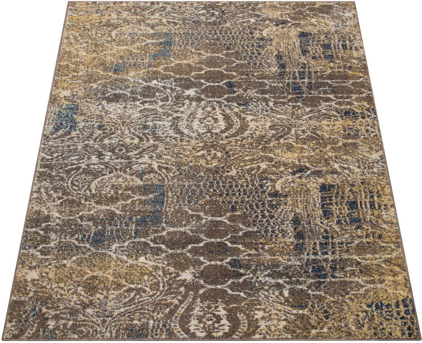 Paco Home Teppich Jazz 708, rechteckig, Höhe: 9 mm, Kurzflor, modernes Design und Used-Look, Motiv Ornamente