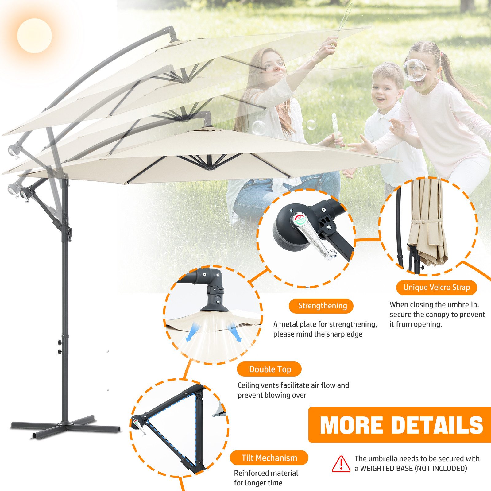 LETGOSPT Sonnenschirm Gartenschirm Ø300cm Sonnenschirm mit günstig online kaufen