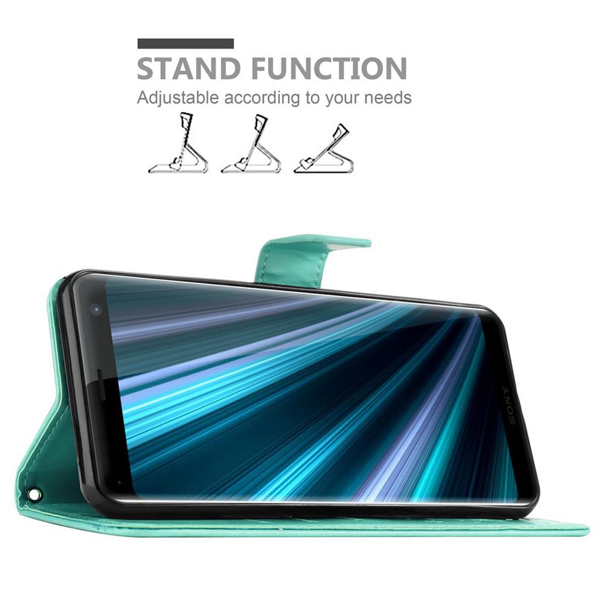 Cadorabo Handyhülle für Sony Xperia XZ3 Hülle Sony Xperia XZ3, Hülle Schutzhülle Blumen Flower mit Standfunktion Kartenfach Magnet