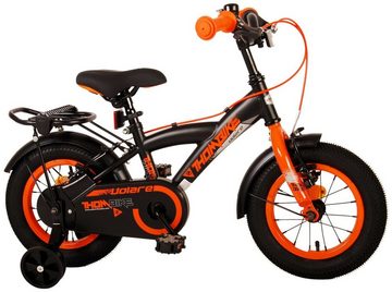 TPFSports Kinderfahrrad Volare Thombike 12 Zoll mit 2x Handbremse, 1 Gang, (Jungs Fahrrad - Rutschfeste Sicherheitsgriffe), Kinder Fahrrad 12 Zoll mit Stützrädern und Klingeln - Schwarz