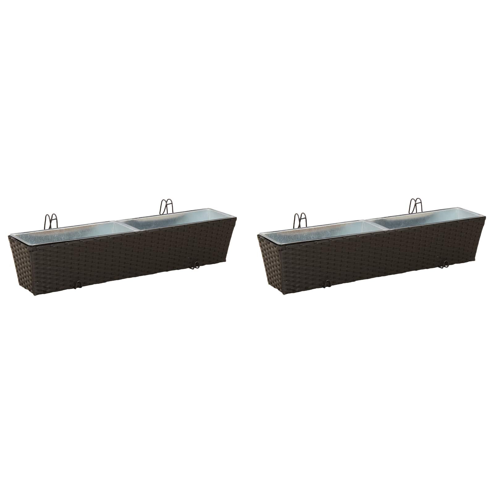 vidaXL Blumentopf Balkon 2 stk. Schwarz 80 x 17 x 17 cm Metall (2 St)