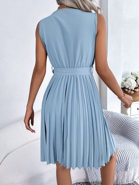 BlauWave Dirndl Damen Sommer Ärmelloses Kleid Mit V-Ausschnitt A-Linie (1-tlg) Elegantes Damenkleid mit Gürtel