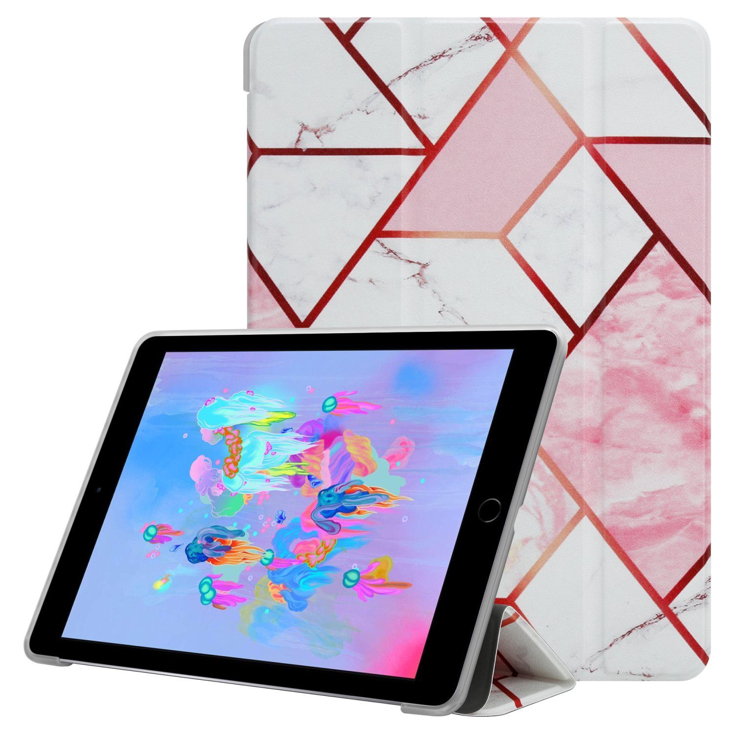 Cadorabo Tablet-Hülle Book Tablet Bunter Marmor Apple iPad AIR 2 2014 / AIR  2013 / PRO (9.7 Zoll), Tablethülle - Dünne Schutzhülle aus TPU Silikon mit  Standfunktion
