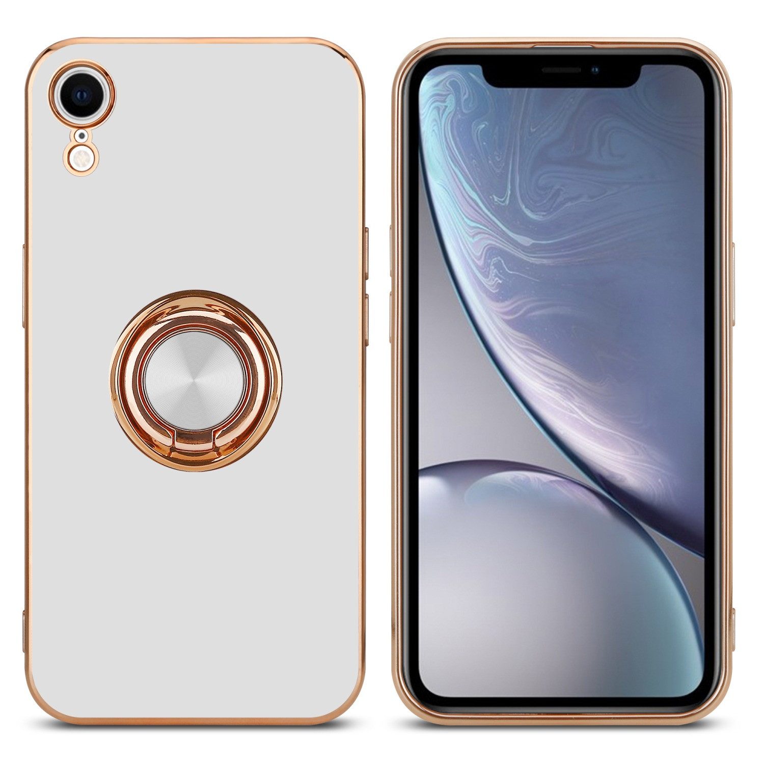 Cadorabo Handyhülle für iPhone XR Hülle Apple iPhone XR, Schutzhülle - TPU Silikon Hülle - mit Kameraschutz und Ring