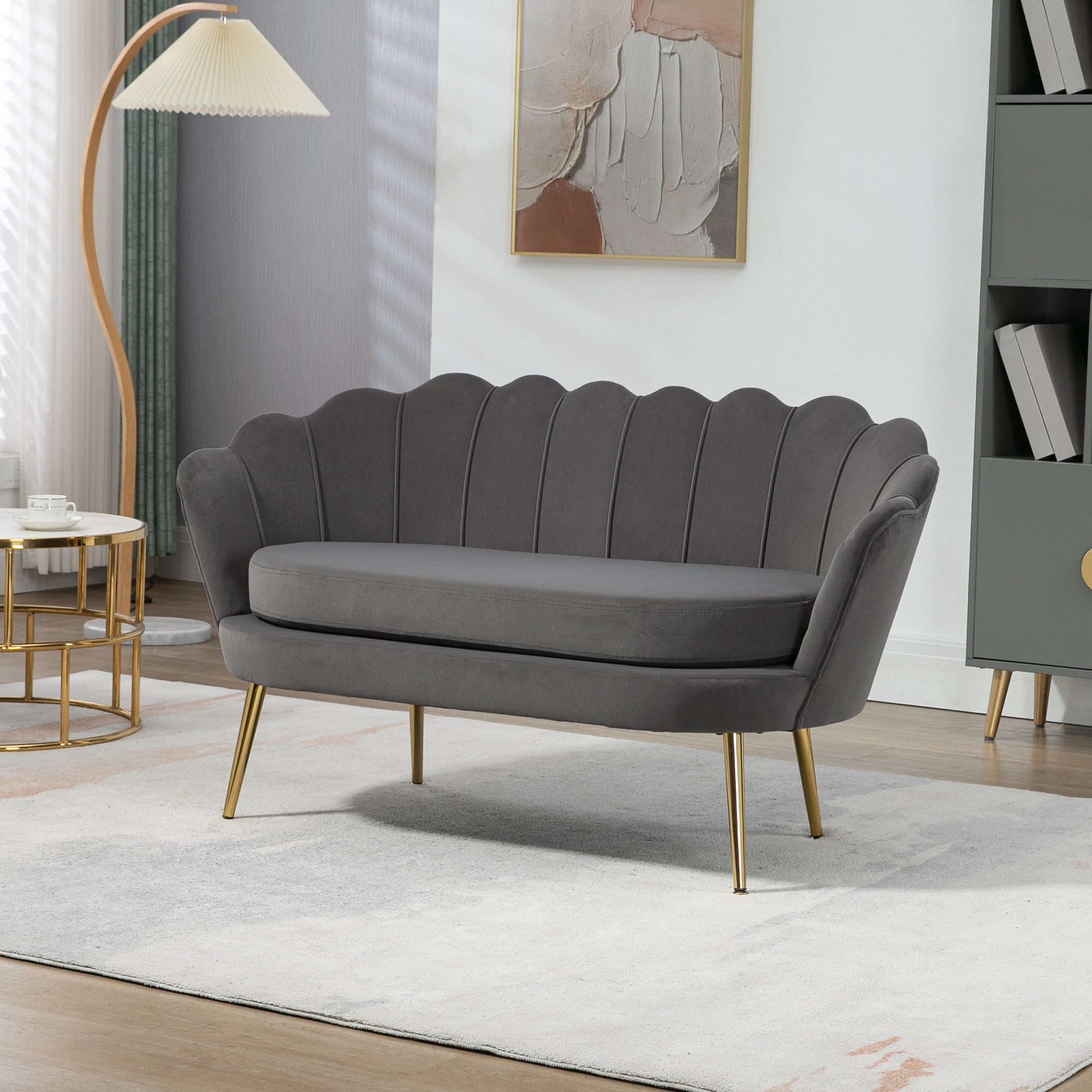 HOMCOM 2-Sitzer Loungesofa mit weichen und großzügigen Kissen, Zweisitzer 1 günstig online kaufen