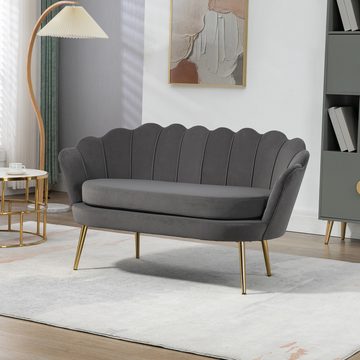 HOMCOM 2-Sitzer Sofa, Set 1 Teile, 2-Sitzer Stoffsofa, Grau, 133 x 63 x 75 cm