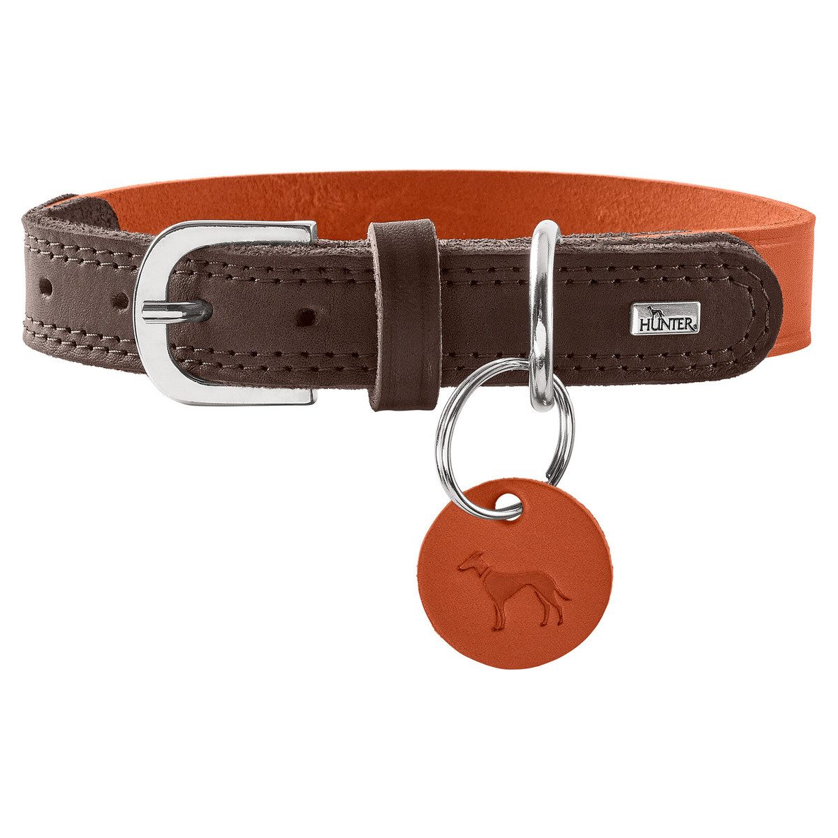 Hunter Tierbedarf Hunde-Halsband Halsband Lemvig orange/dunkelbraun