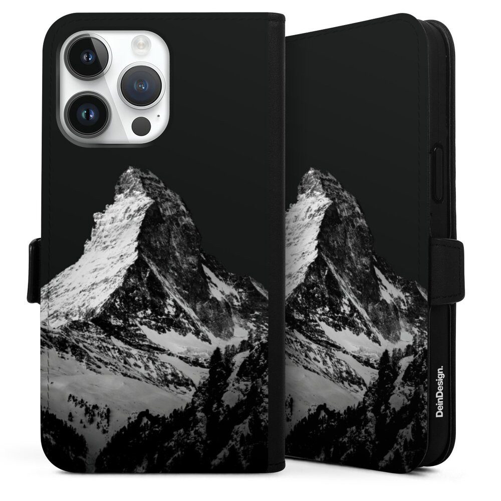 DeinDesign Handyhülle Berg Schnee Alpspitze Snow Capped Mountains Grayscale, Apple iPhone 14 Pro Max Hülle Handy Flip Case Wallet Cover