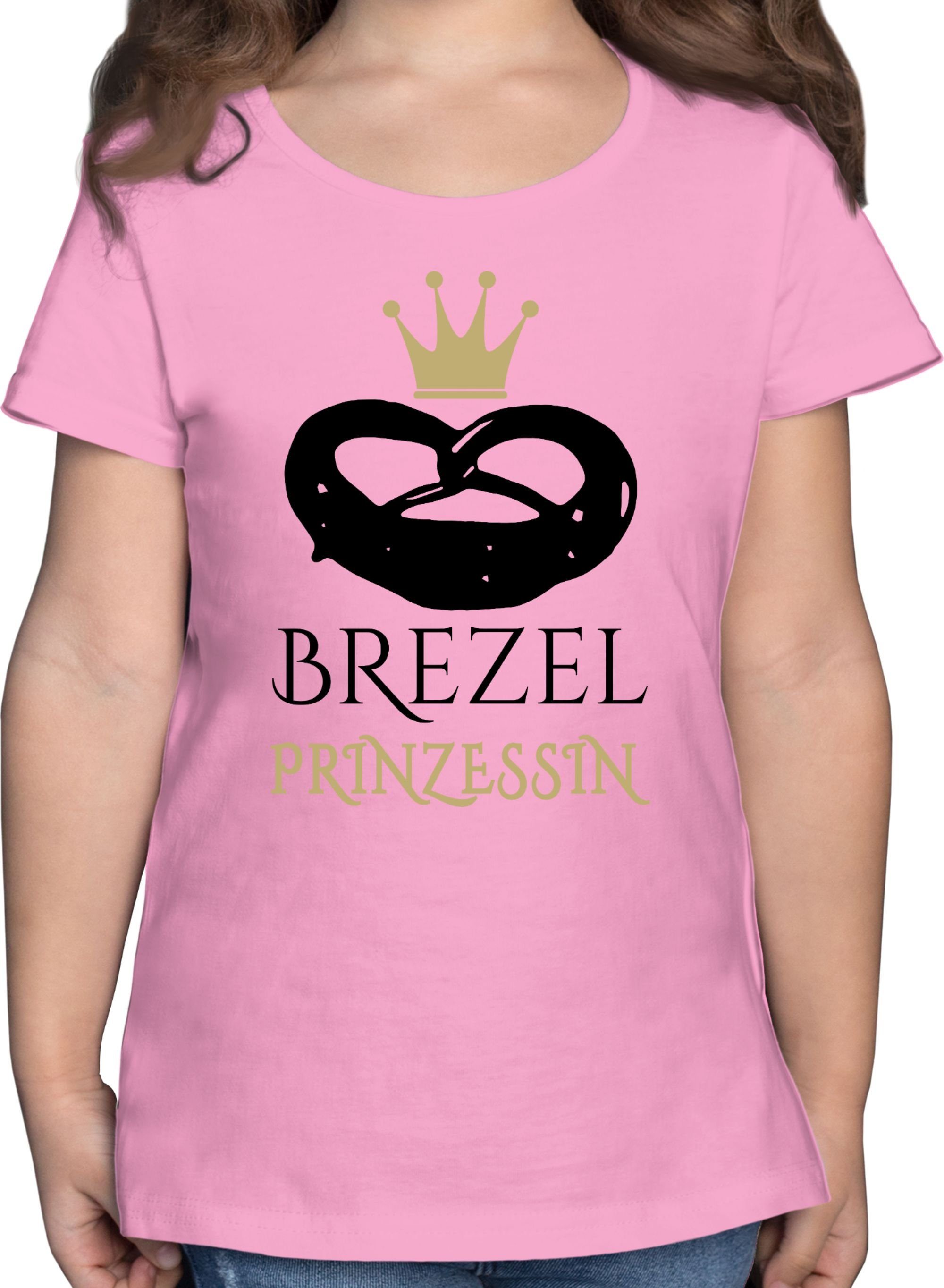 Shirtracer T-Shirt Brezel Prinzessin Mode für Oktoberfest Kinder Outfit 2 Rosa