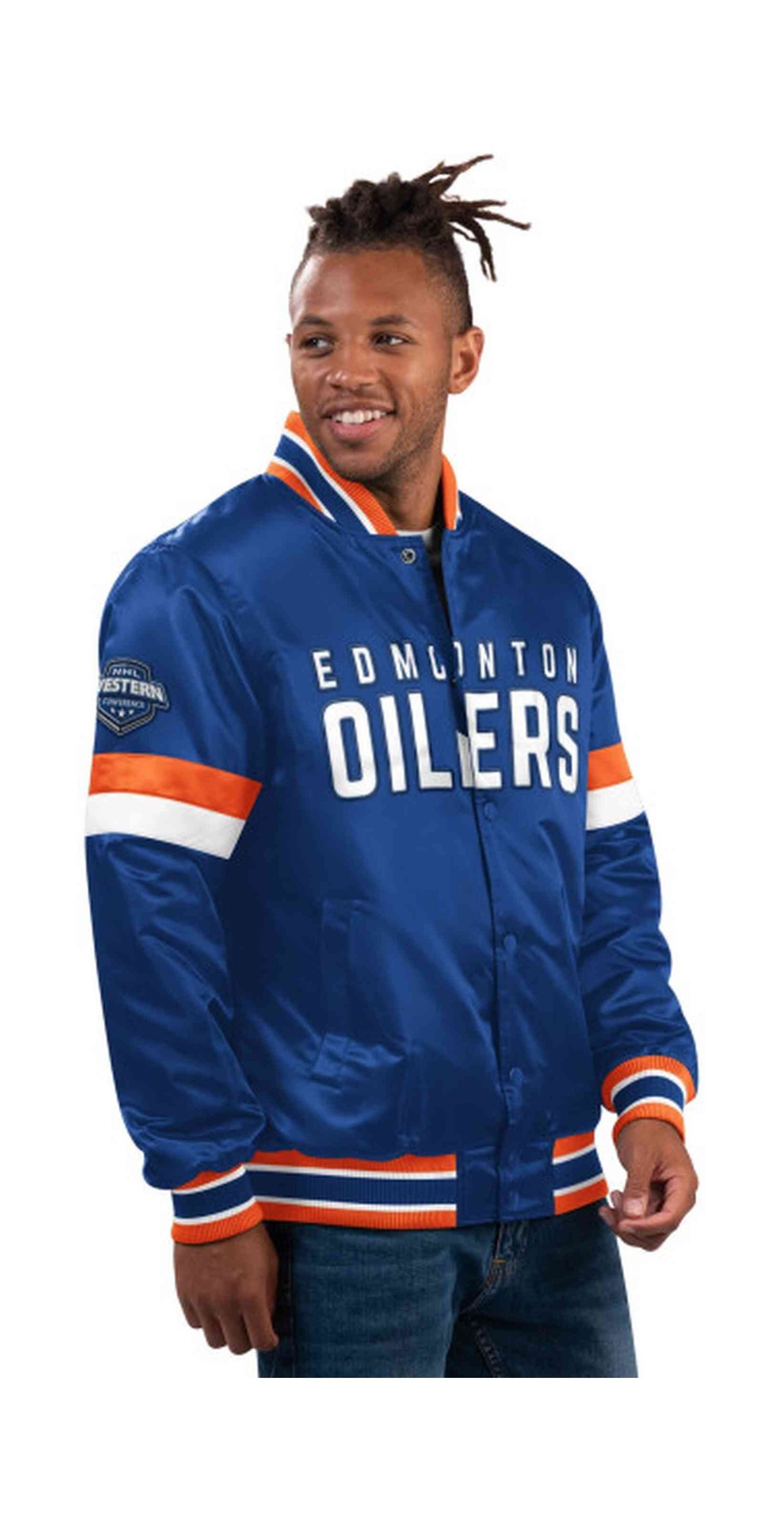 Starter Collegejacke NHL Edmonton Oilers Satin Varsity