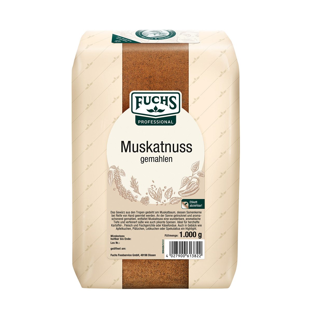 Fuchs Foodservice Gewürz, Fuchs Professional Muskatnuss gemahlen feurig süße Schärfe 1000g