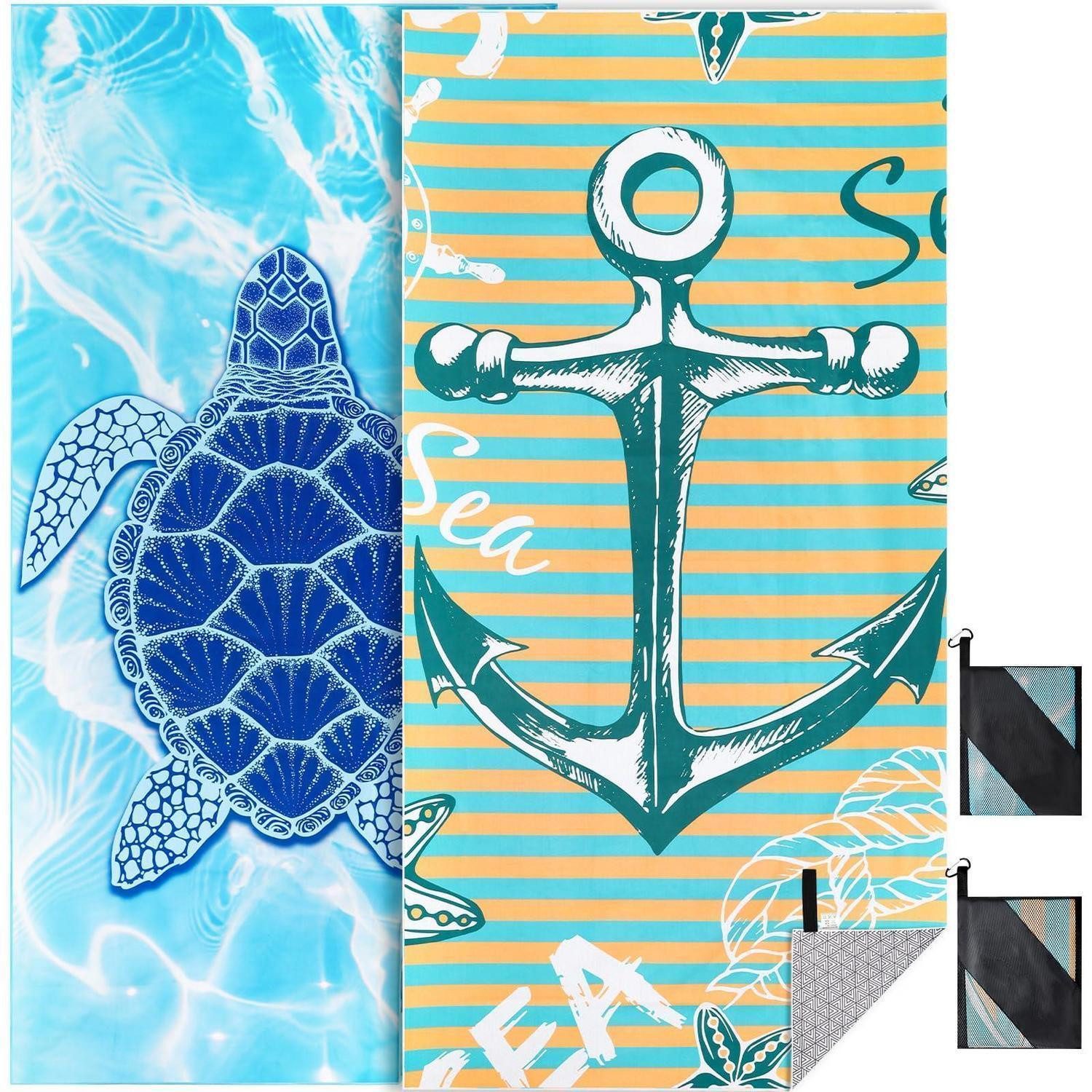 LuxusKollektion Strandtuch Strandtuch XXL 2er Set 90x180cm Schnelltrocknend, (2-St)
