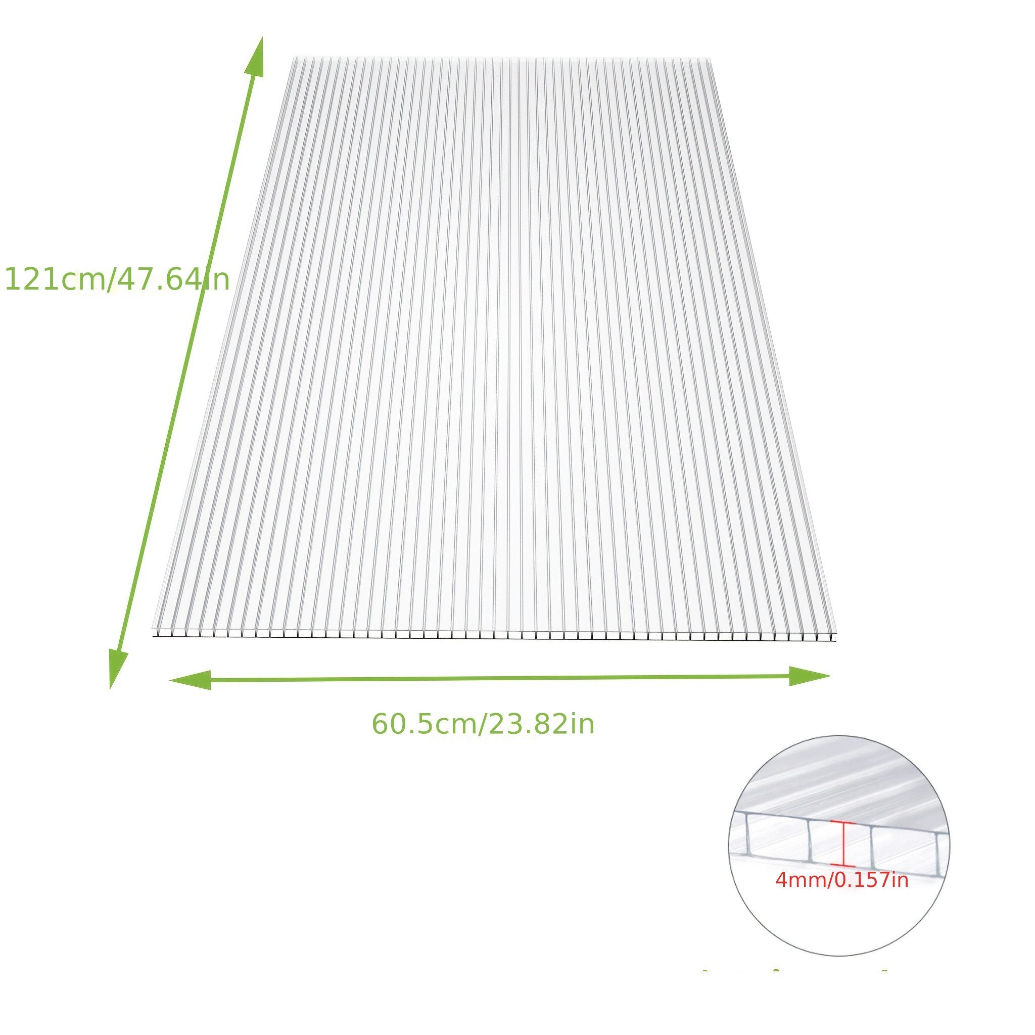 FIVMEN Hohlkammerplatte 14x Polycarbonat Doppelstegplatten 4 mm Transparent 10,25 m², (14-St)