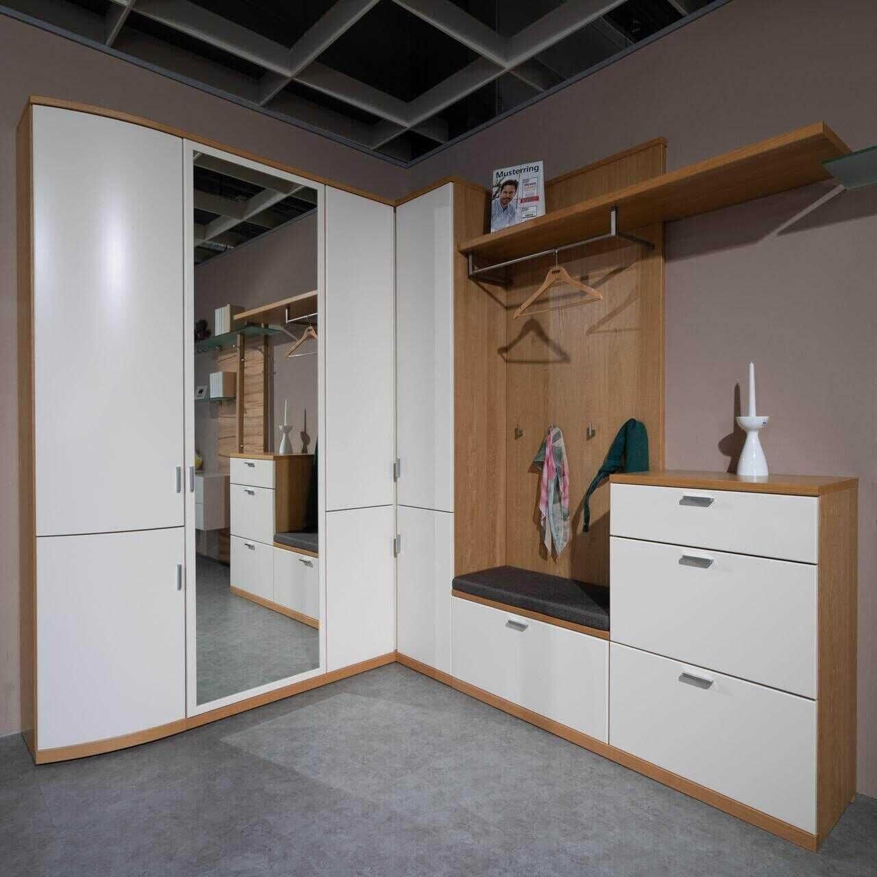 Musterring Anbauschrank Kira-System Brasilbraun mit Spiegel und Sitzkissen