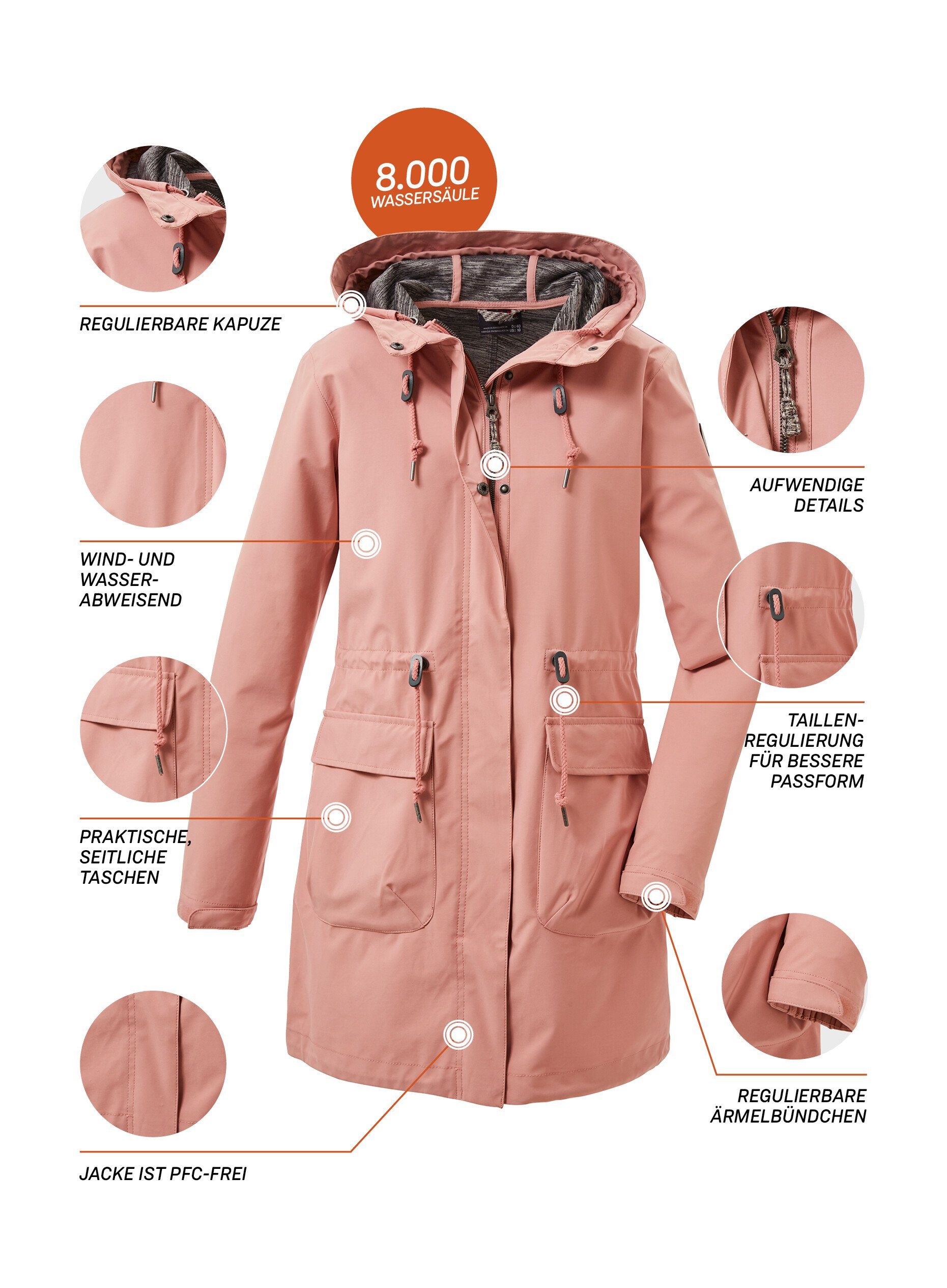 G.I.G.A. DX by killtec Softshellparka GS 99 WMN SFTSHLL PRK Damen Softshell Parka, 8.000 mm Wassersäule, atmungsaktiv, verstellbar