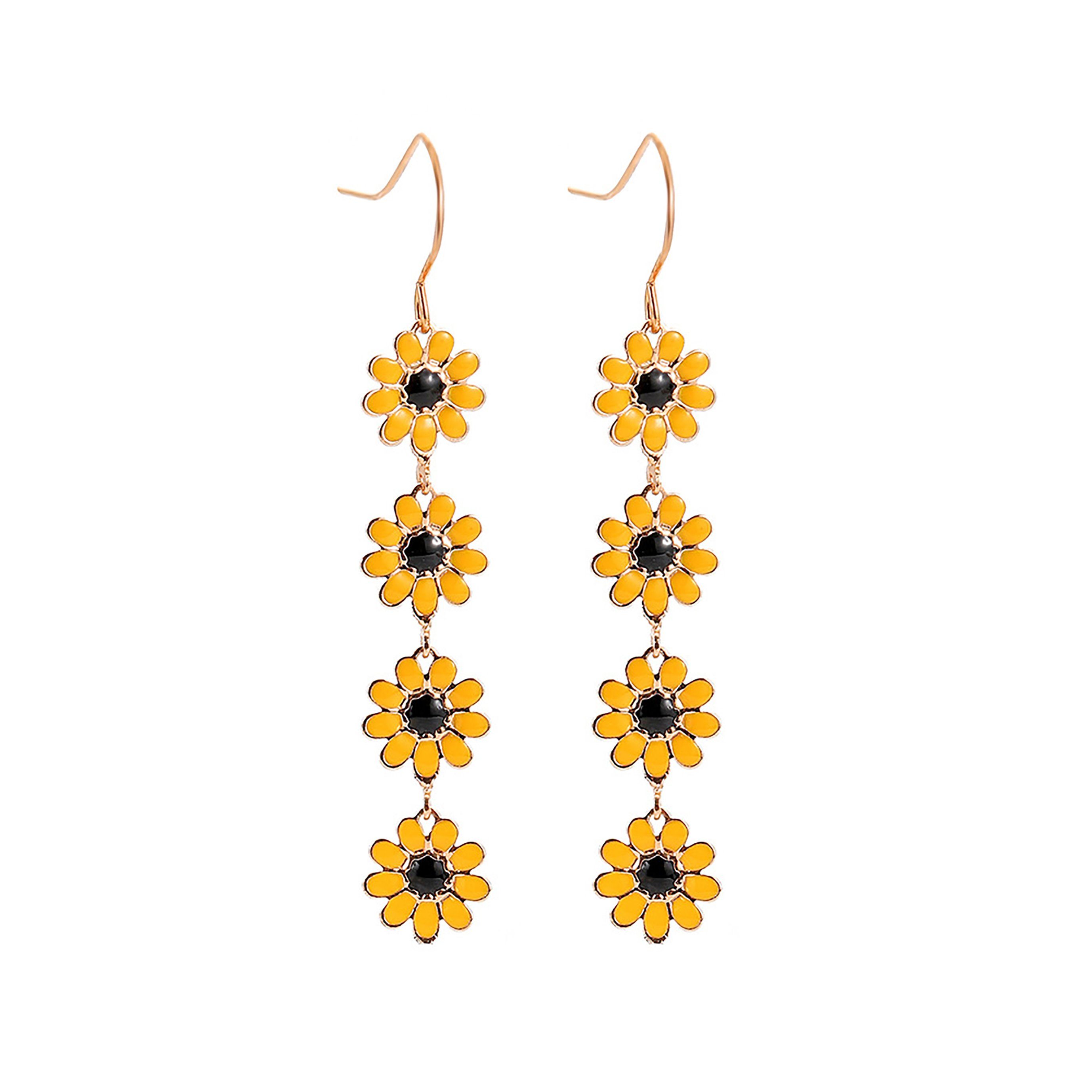 Tapferer Damen farbige Ohrringe Ohrhänger Paar Ping Daisy (2-tlg) Blume